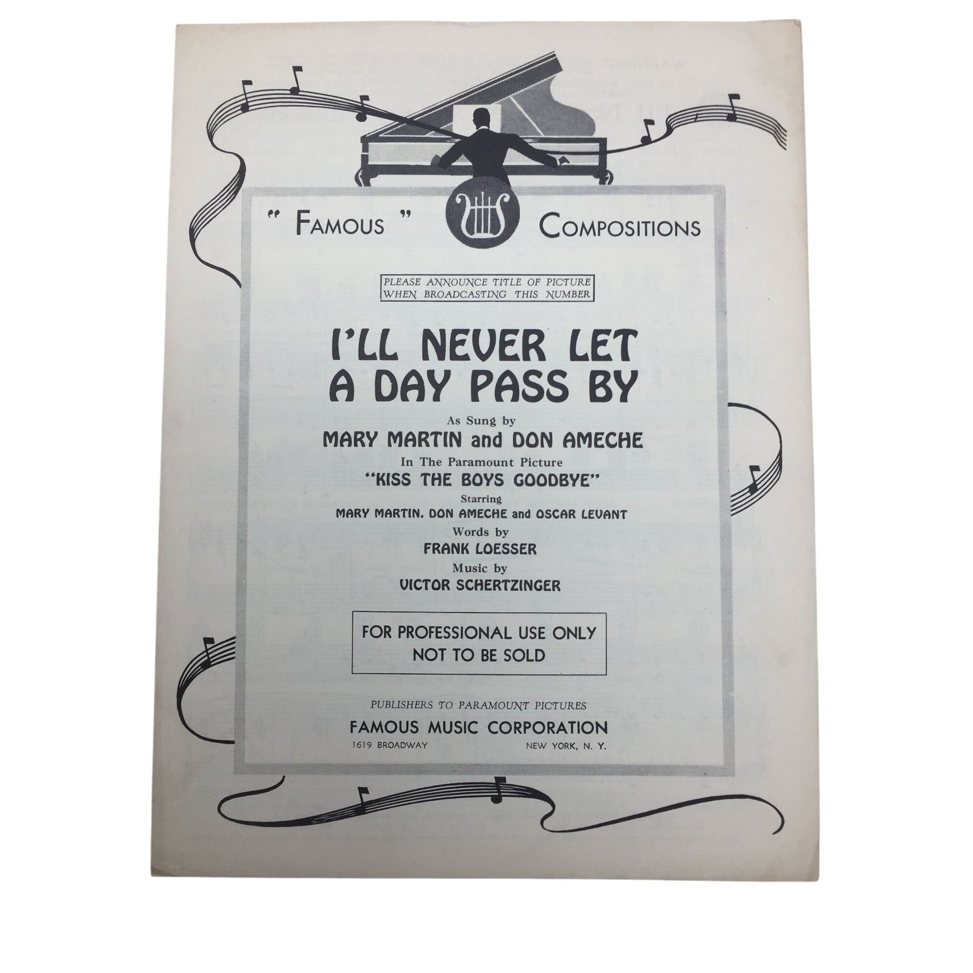 vintage sheet music for the song "I'll Never Let a Day Pass By" A+ Stuff  A+ Stuff