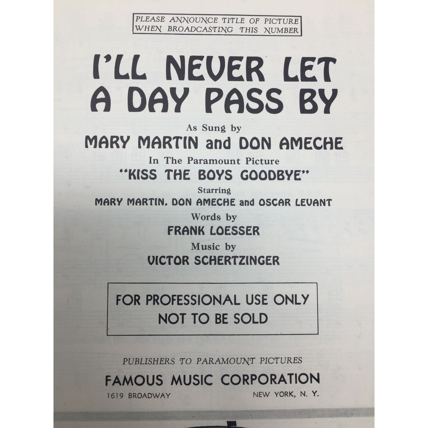 vintage sheet music for the song "I'll Never Let a Day Pass By" A+ Stuff  A+ Stuff