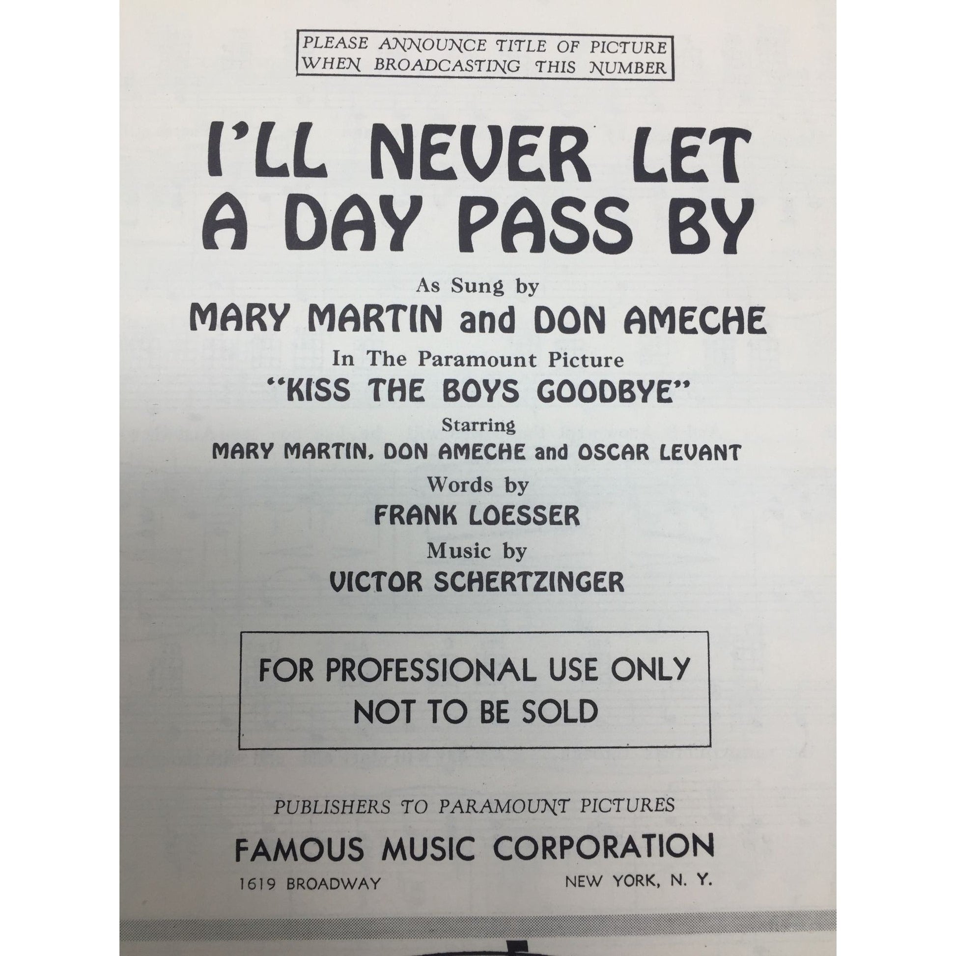 vintage sheet music for the song "I'll Never Let a Day Pass By" A+ Stuff  A+ Stuff