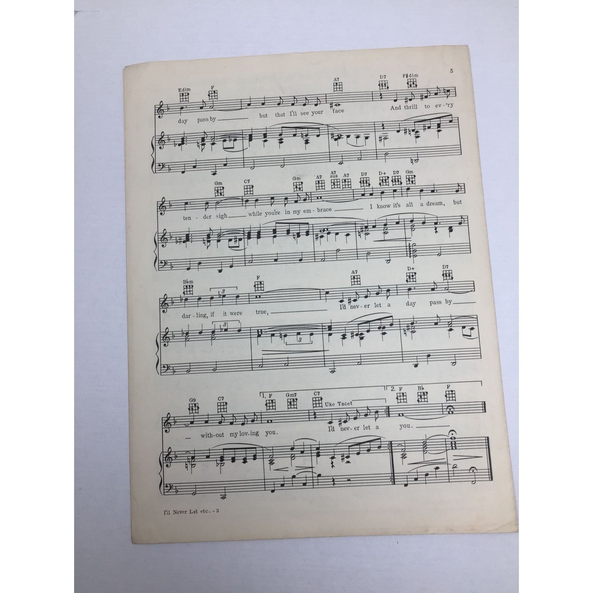 vintage sheet music for the song "I'll Never Let a Day Pass By" A+ Stuff  A+ Stuff
