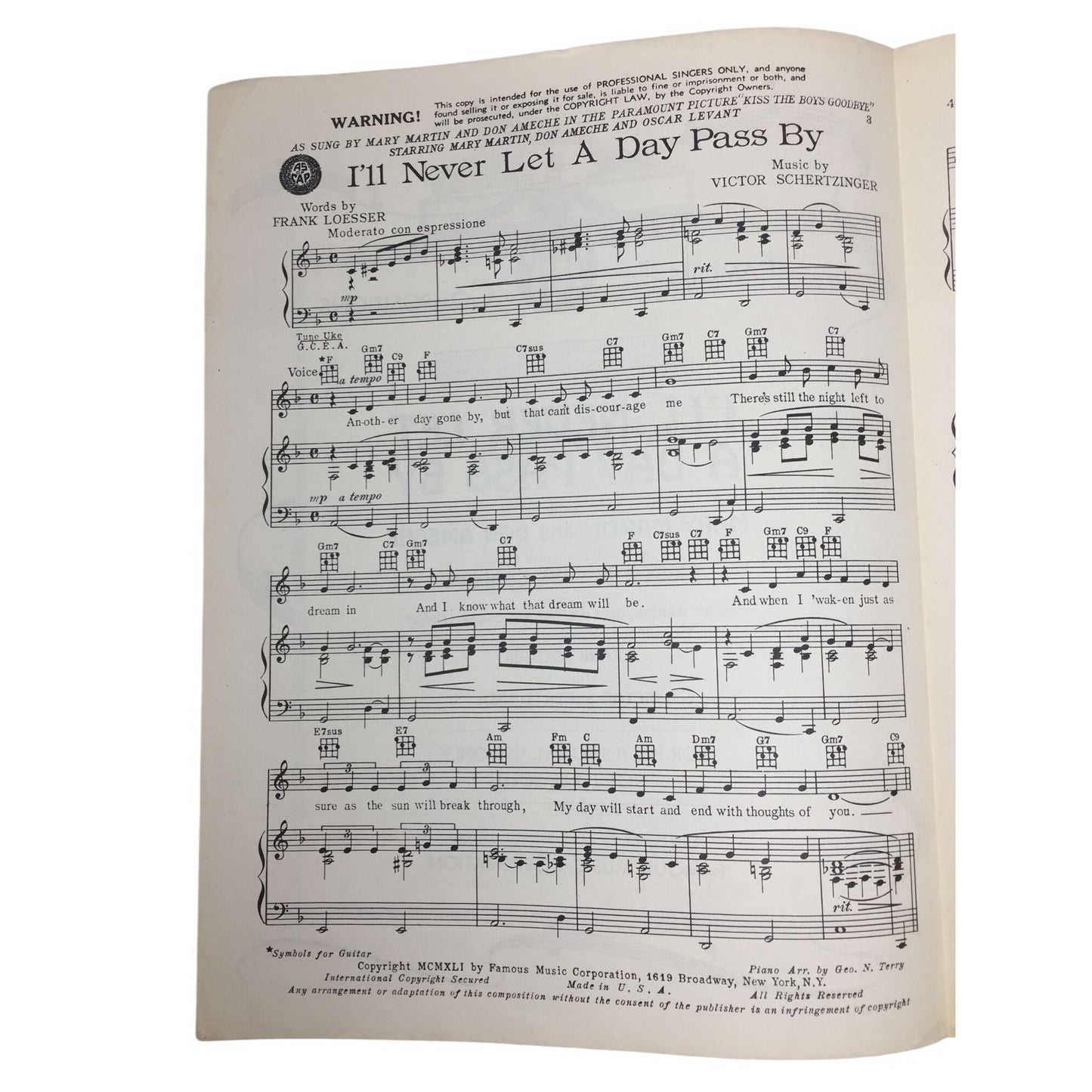 vintage sheet music for the song "I'll Never Let a Day Pass By" A+ Stuff  A+ Stuff