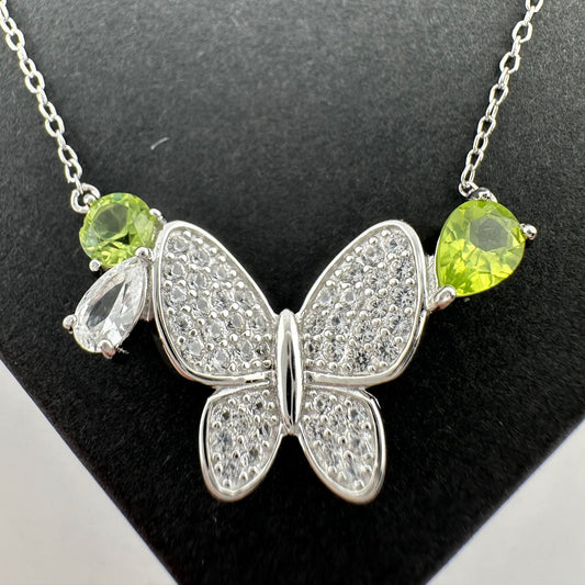 Natural Peridot Butterfly Necklace