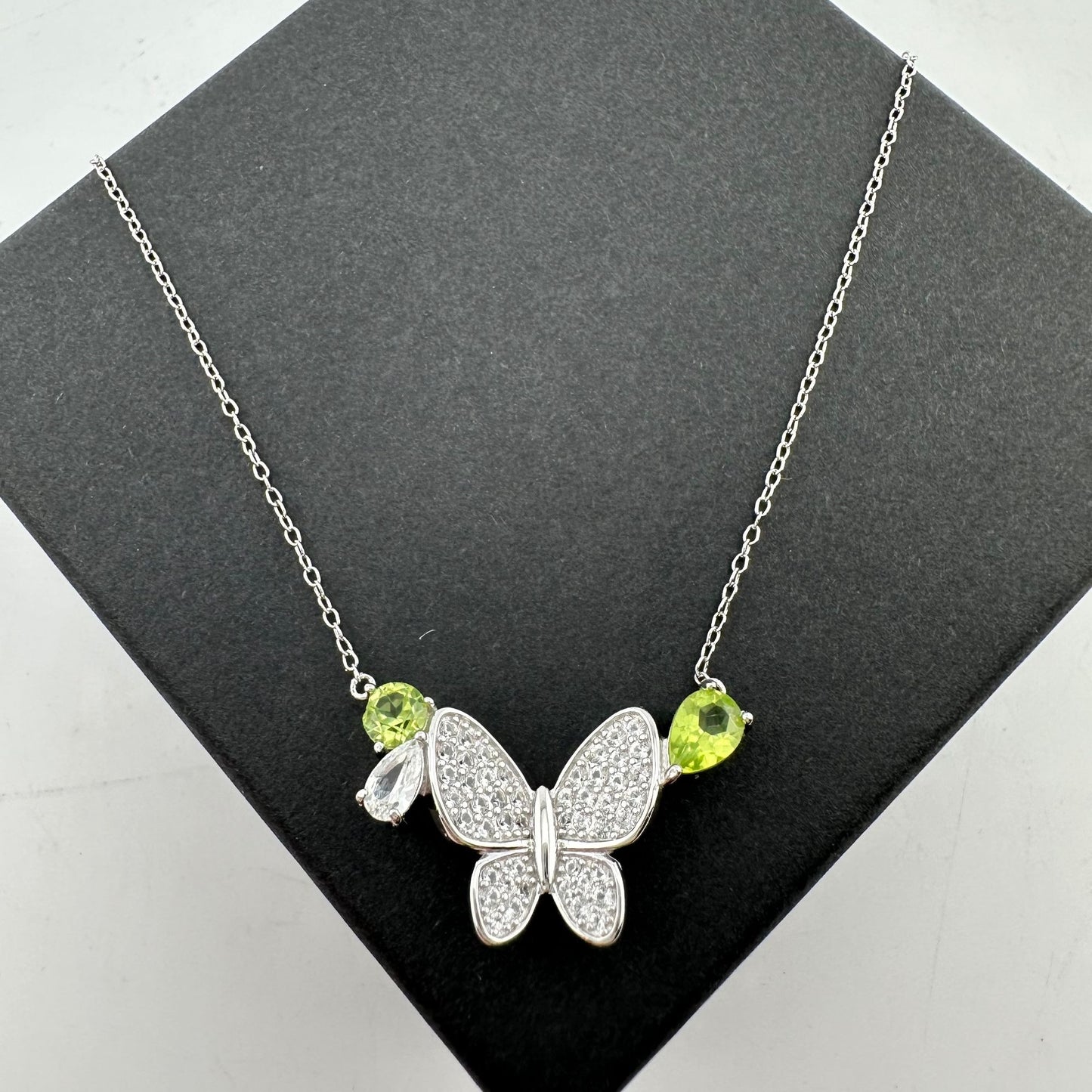 Natural Peridot Butterfly Necklace