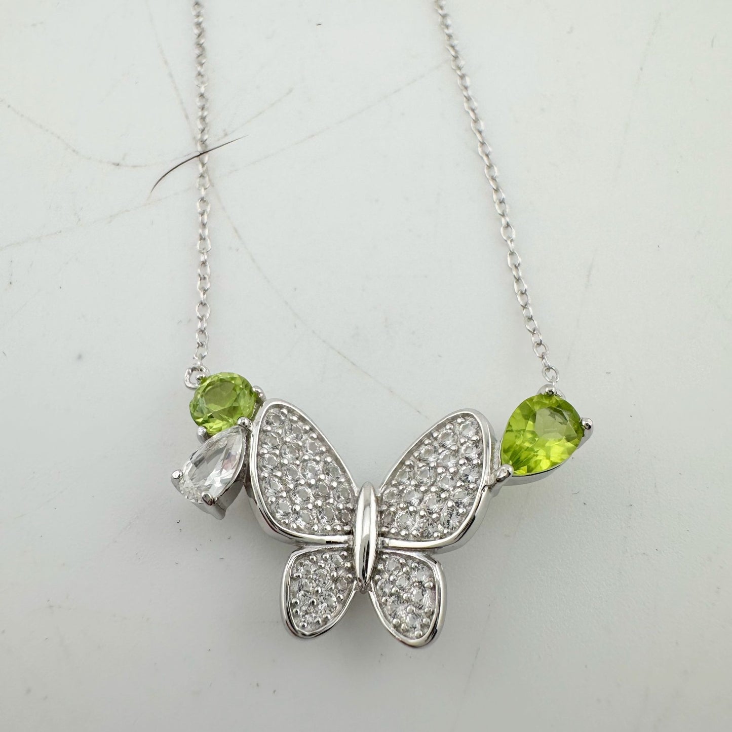 Natural Peridot Butterfly Necklace