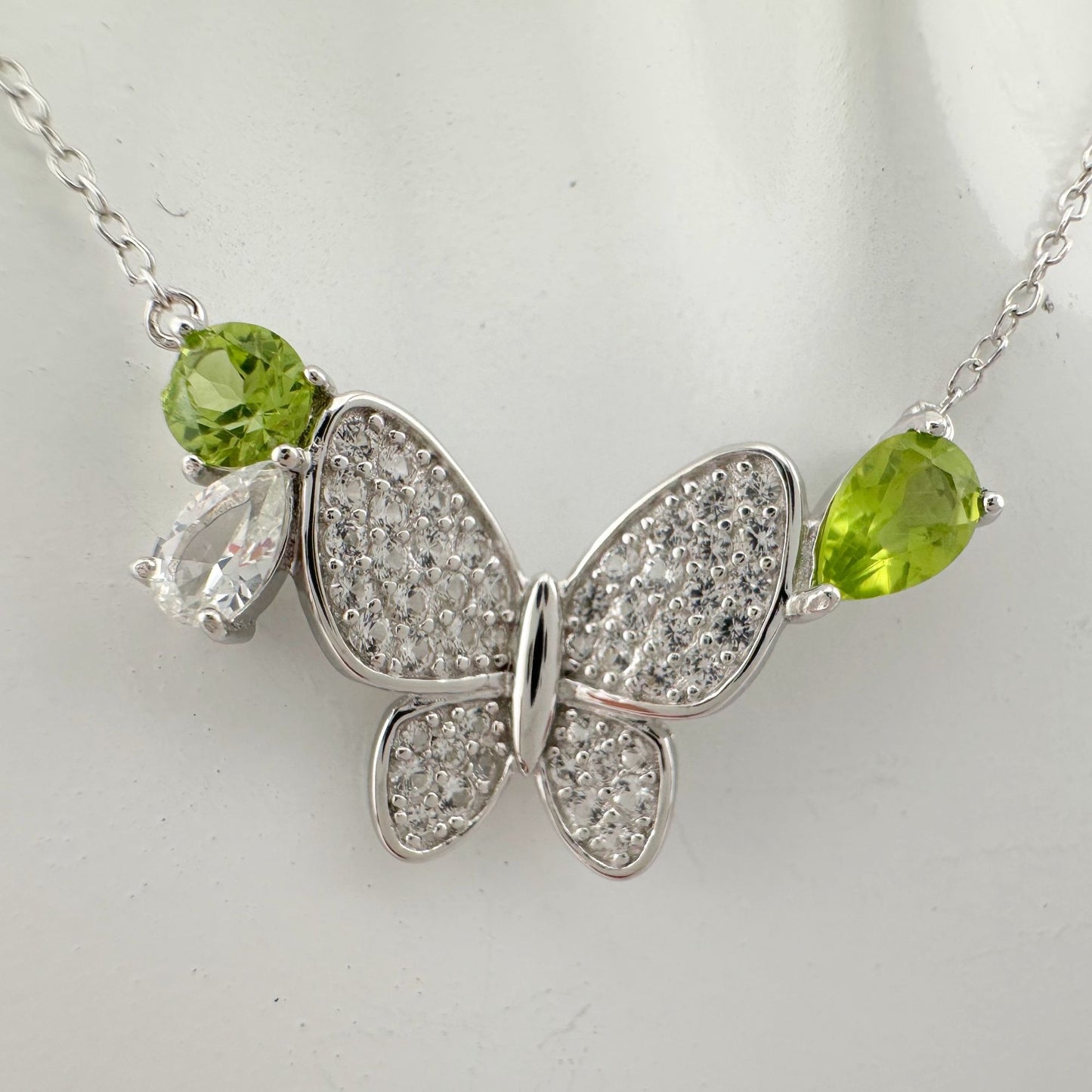 Natural Peridot Butterfly Necklace