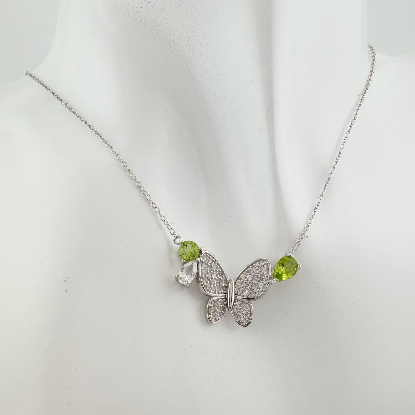 Natural Peridot Butterfly Necklace