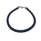 Unisex Navy Blue Braided Leather Bracelet
