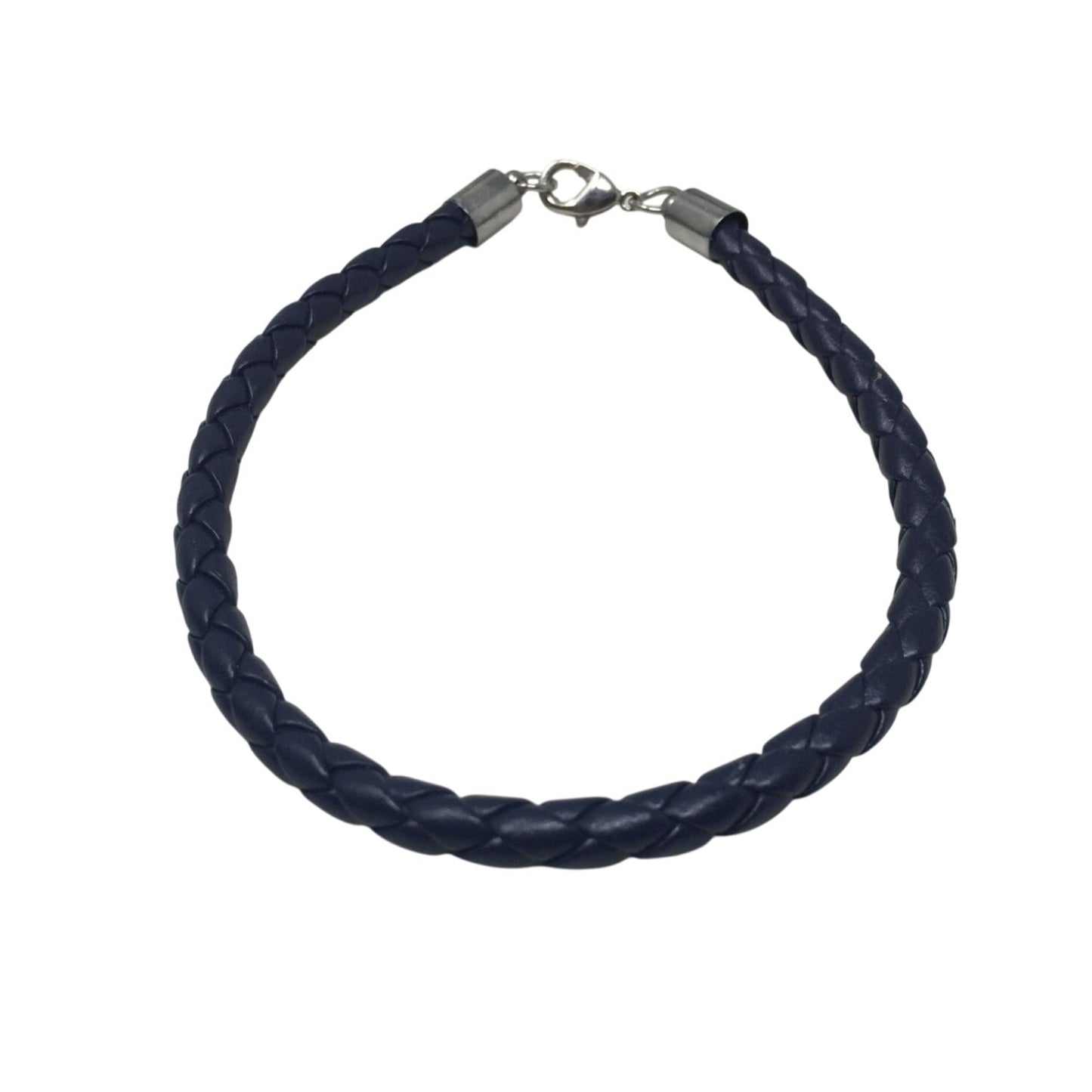 Unisex Navy Blue Braided Leather Bracelet