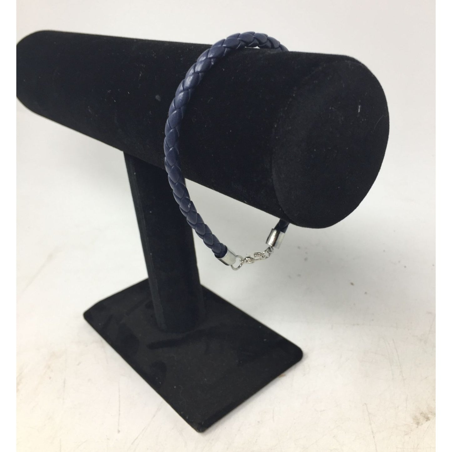 Unisex Navy Blue Braided Leather Bracelet