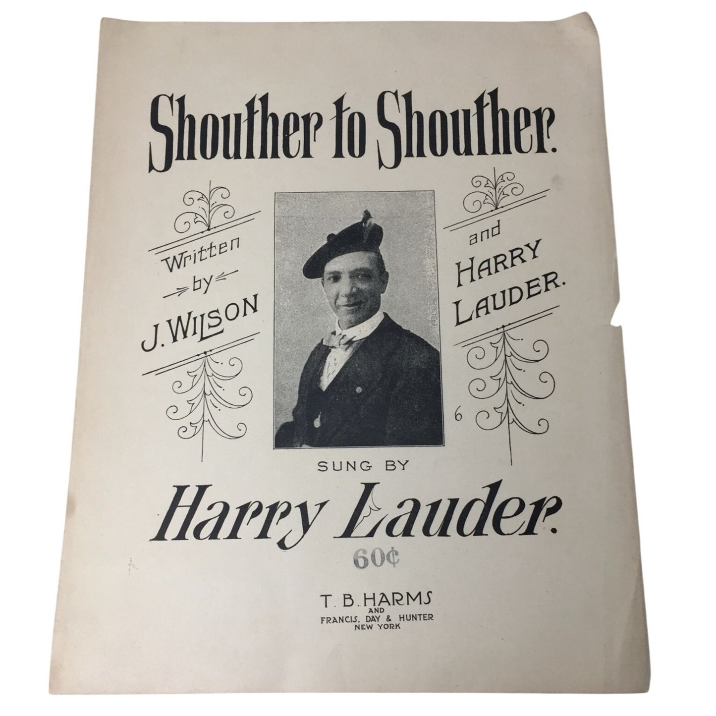 Antique Sheet Music Book - ''Shouther to Shouther'' by J Wilson & Harry Lauder