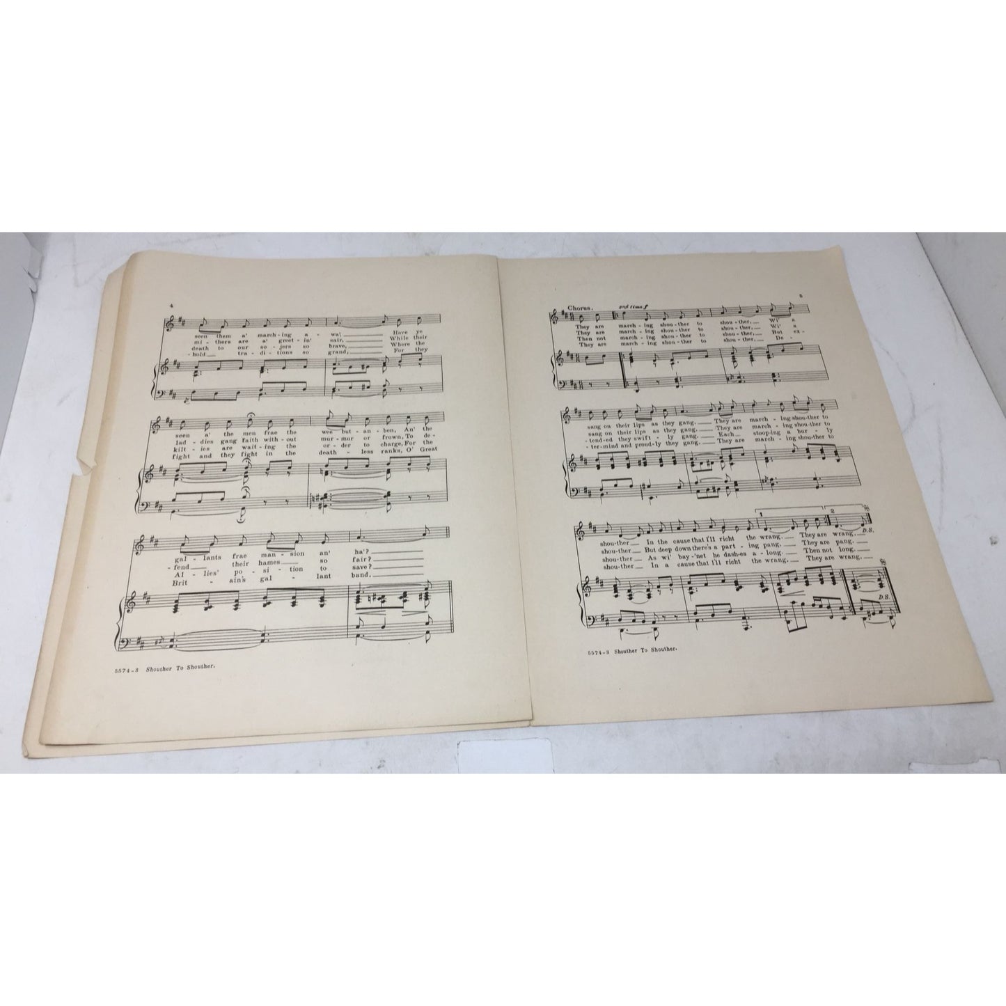 Antique Sheet Music Book - ''Shouther to Shouther'' by J Wilson & Harry Lauder