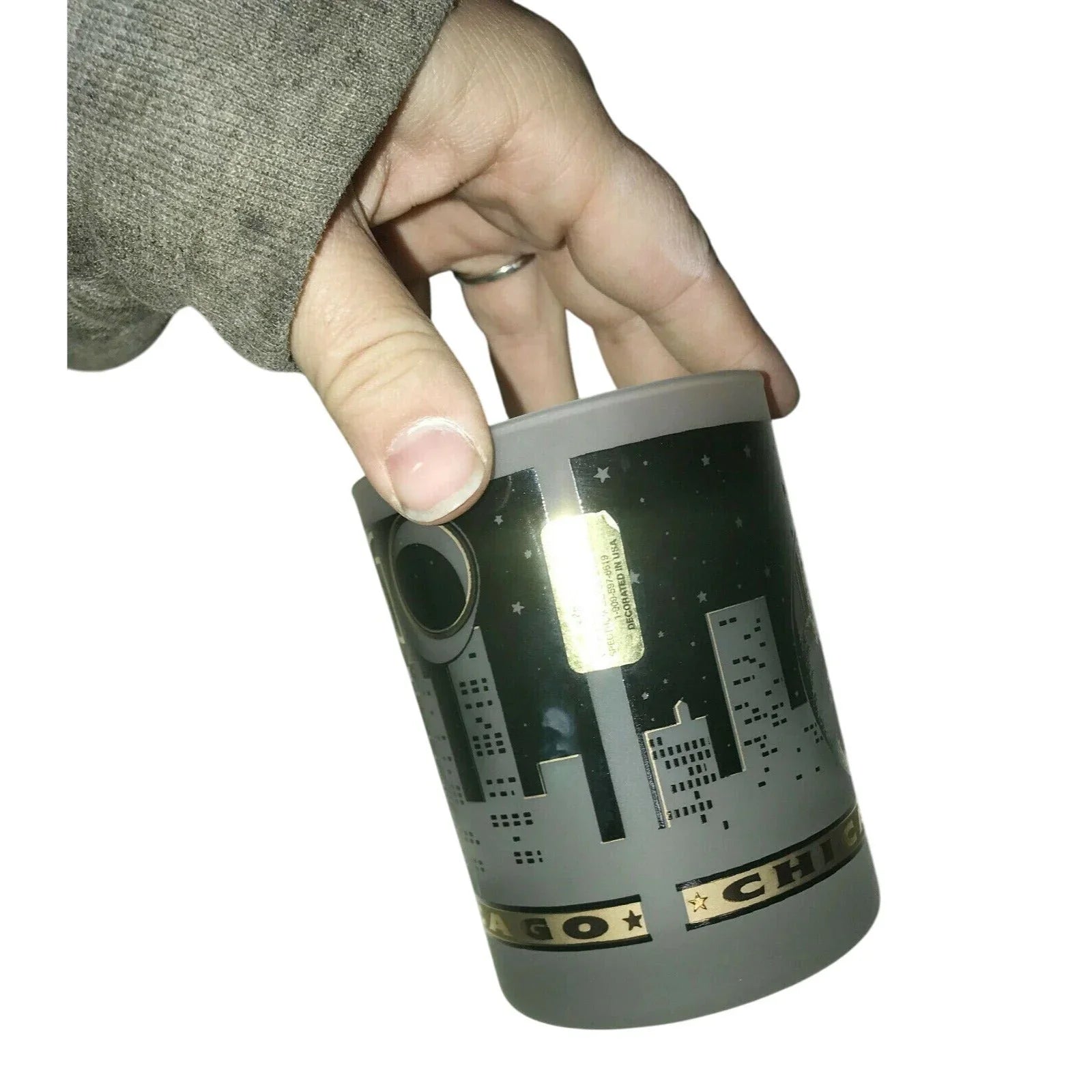 CHICAGO Tumblers SOUVENIR Gold and Black w Frosted Glass Chicago  A+ Stuff Glass