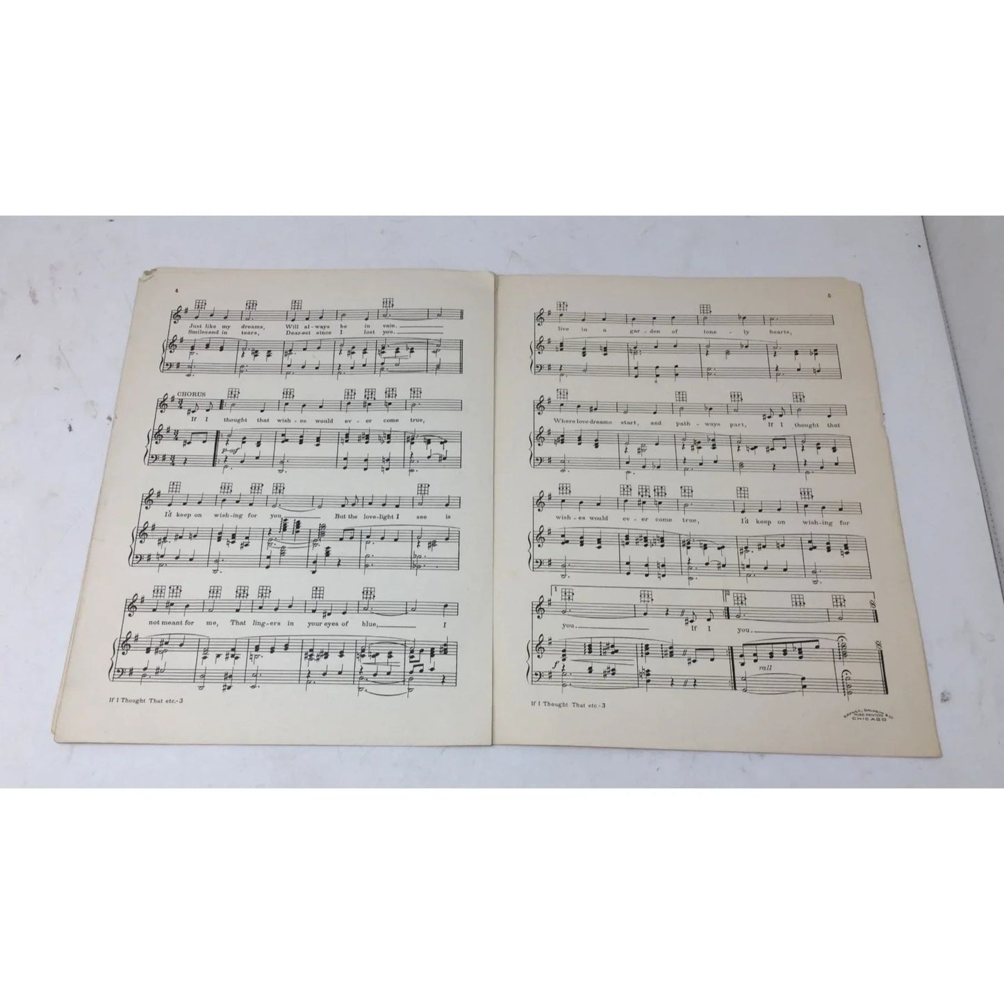 ''If I Thought That Wishes Would Ever Come True'' Vintage Sheet Music - A+ Stuff - SHEET MUSIC - A+ Stuff