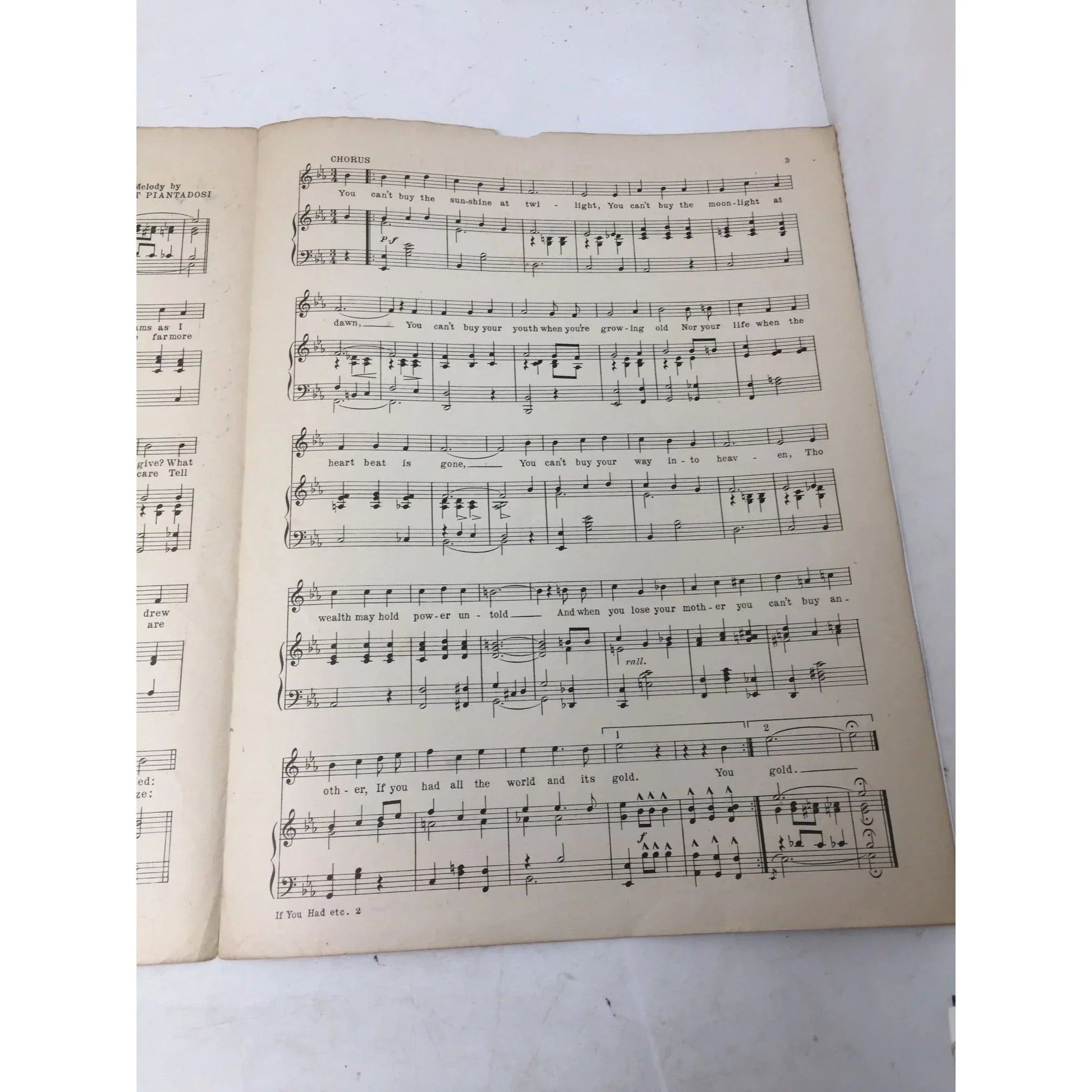 ''If you had all the world and its gold'' Sheet Music - A+ Stuff - sheet music - A+ Stuff