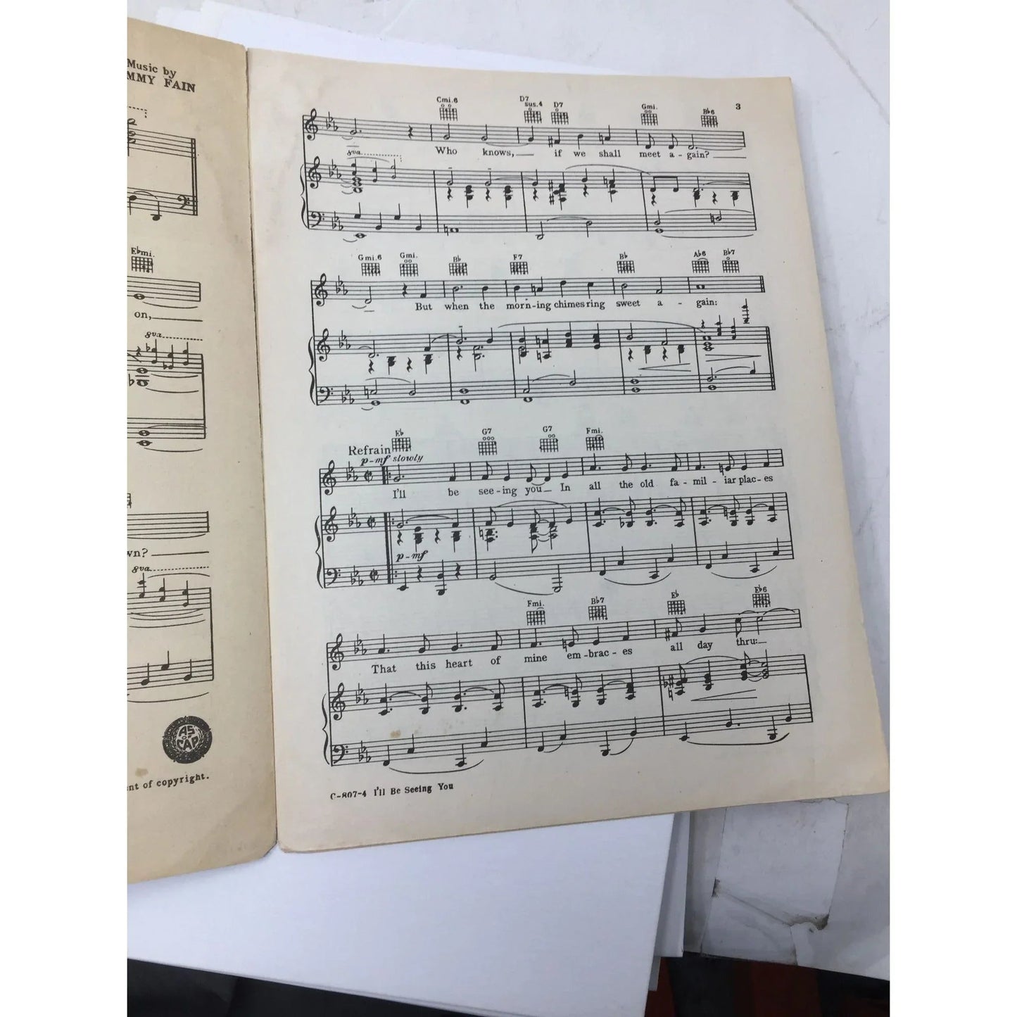 ''I'll Be Seeing You'' by Irving Kahal and Sammy Fain Sheet Music - A+ Stuff - SHEET MUSIC - A+ Stuff