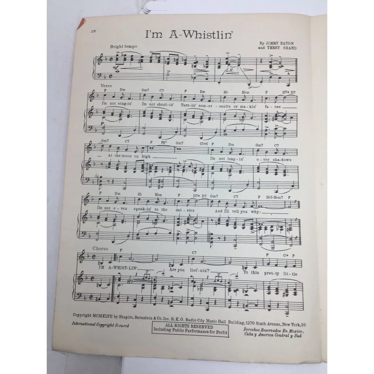 ''I'm A Whistlin''' by Jimmy Eaton and Terry Shand - A+ Stuff - SHEET MUSIC - A+ Stuff