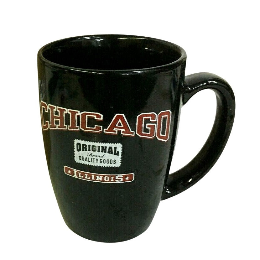 Chicago Illinois Coffee Mug - Original Brand Quality Goods Souvenir Mug Black with Red and White