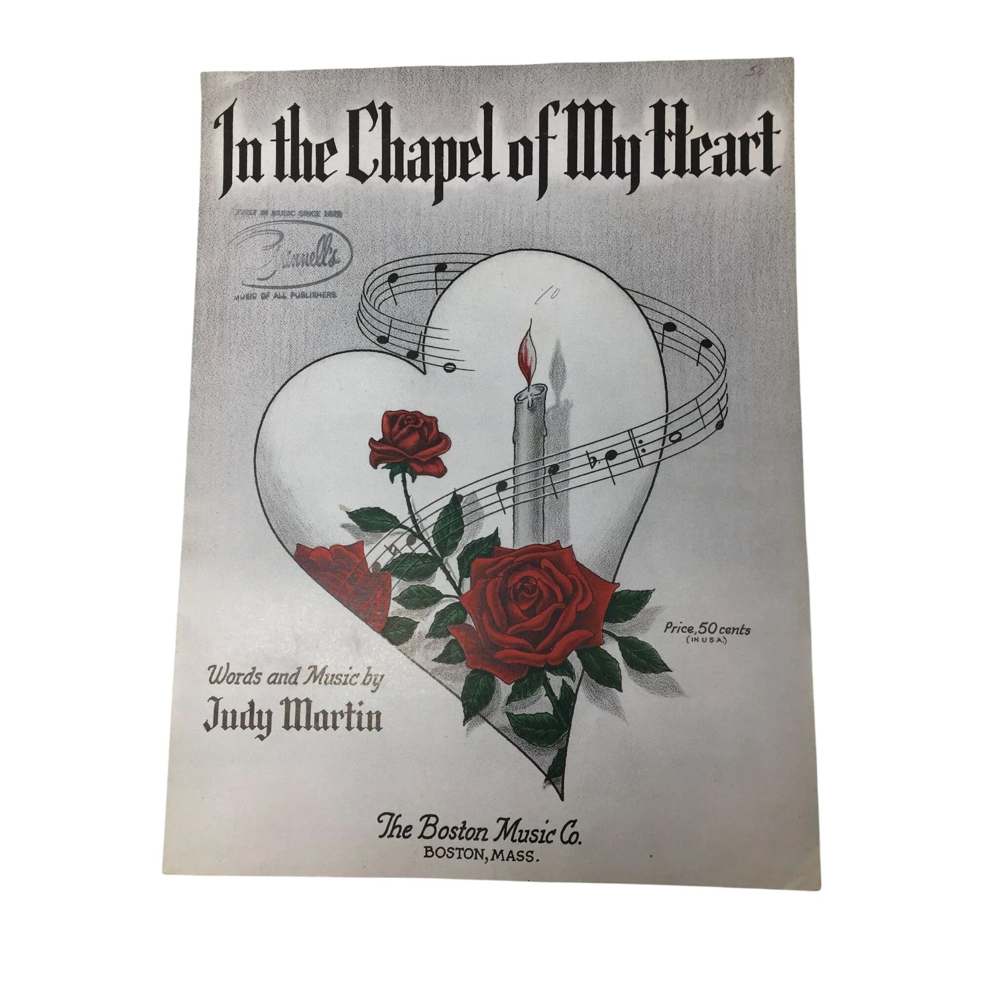 ''In The Chapel of my Heart'' Vintage 1954 sheet music - the Boston music co - sheet music - A+ Stuff