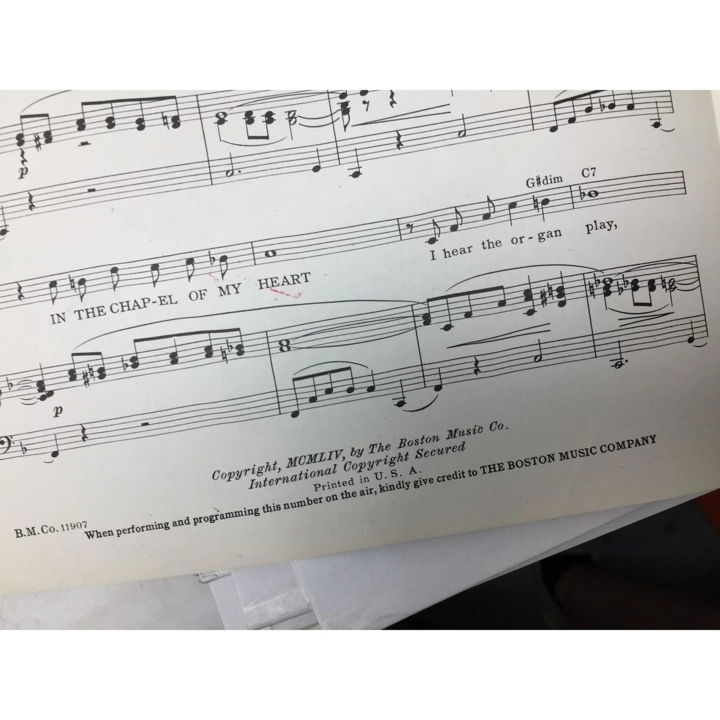 ''In The Chapel of my Heart'' Vintage 1954 sheet music - the Boston music co - sheet music - A+ Stuff