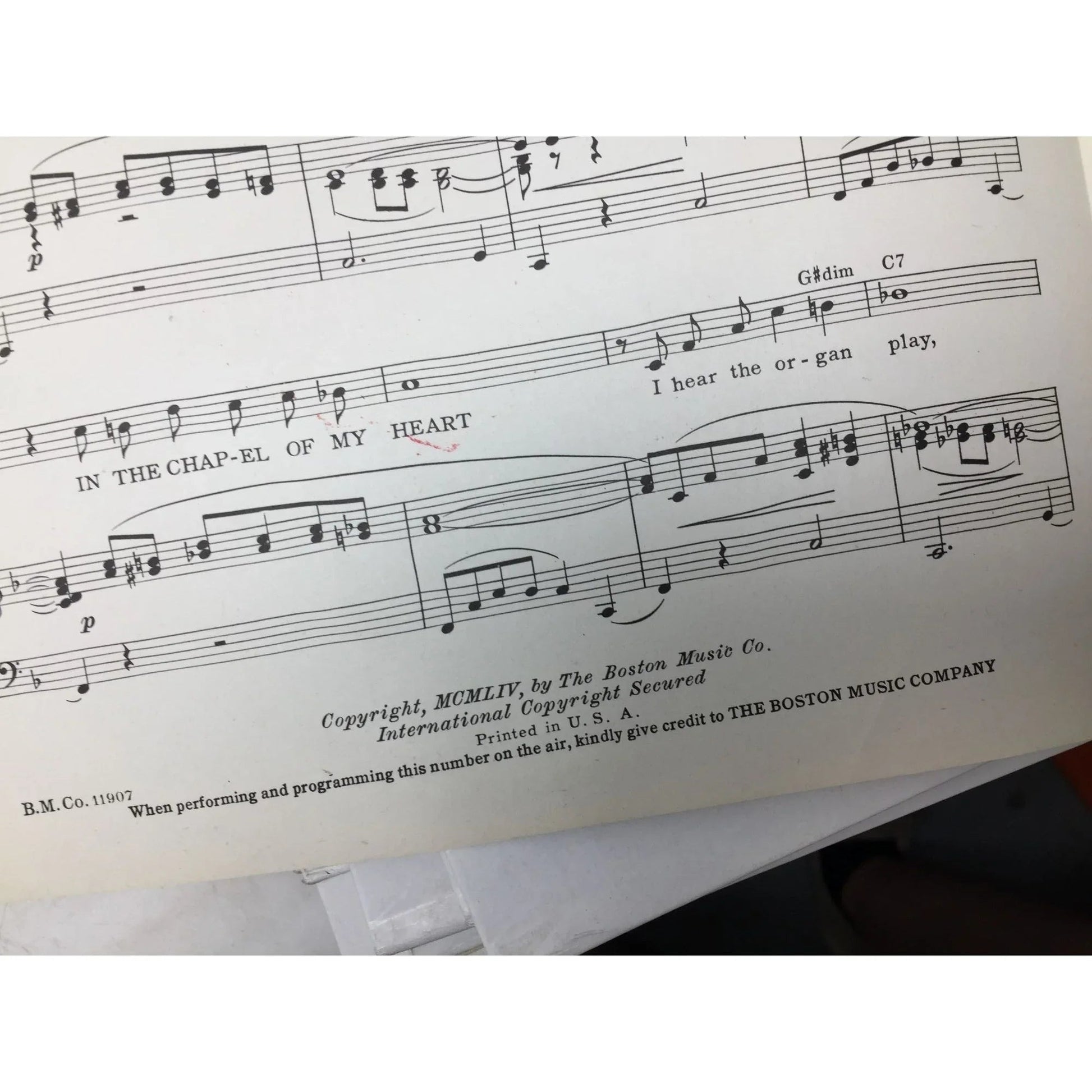 ''In The Chapel of my Heart'' Vintage 1954 sheet music - the Boston music co - sheet music - A+ Stuff