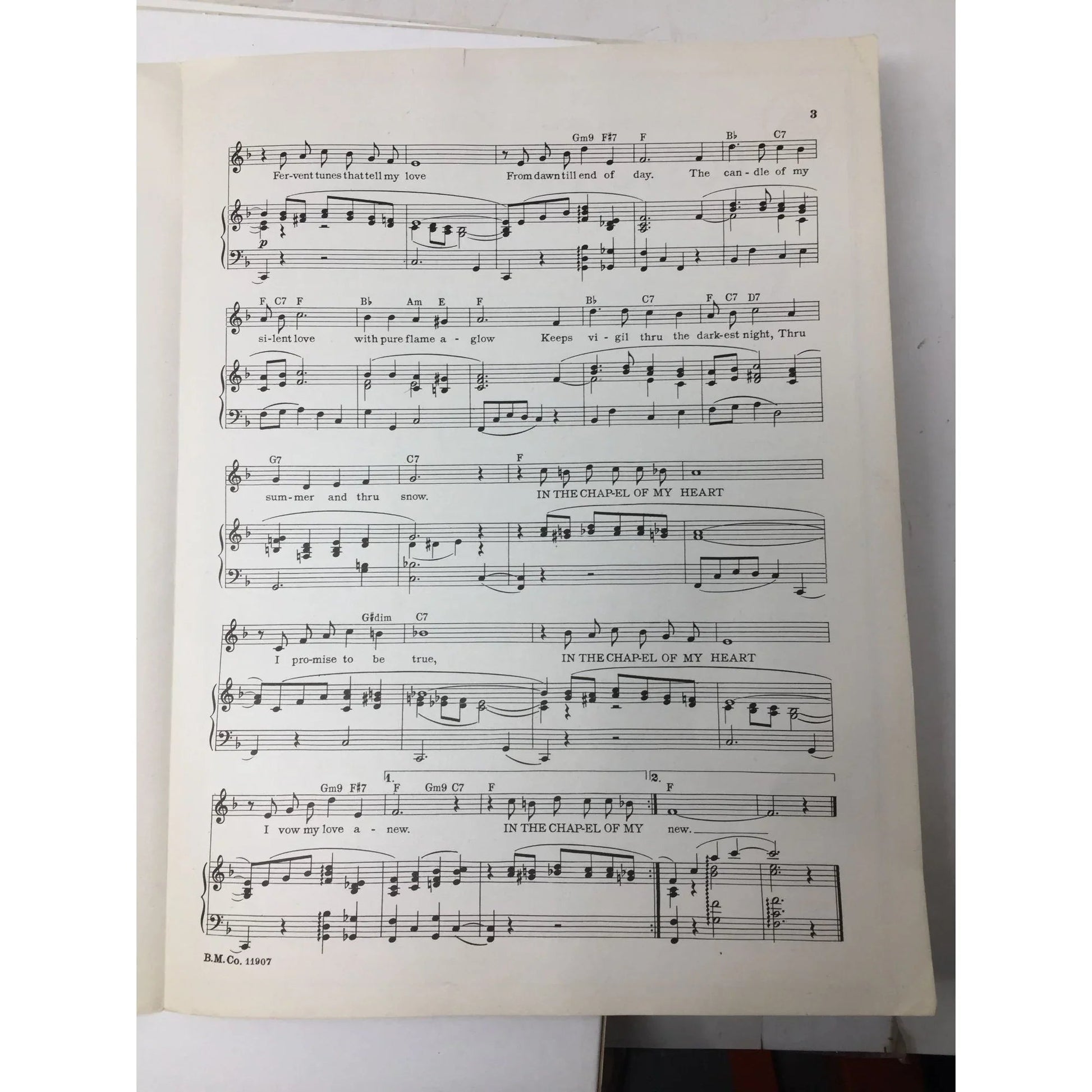 ''In The Chapel of my Heart'' Vintage 1954 sheet music - the Boston music co - sheet music - A+ Stuff
