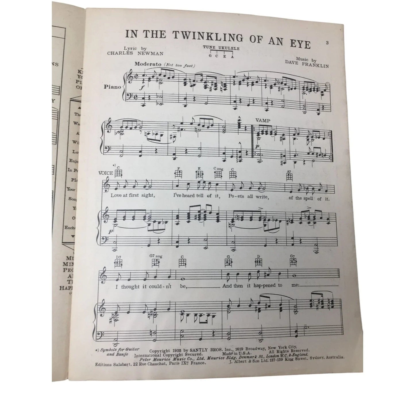 ''IN THE TWINKLING OF AN EYE'' SHEET MUSIC - A+ Stuff - SHEET MUSIC - A+ Stuff