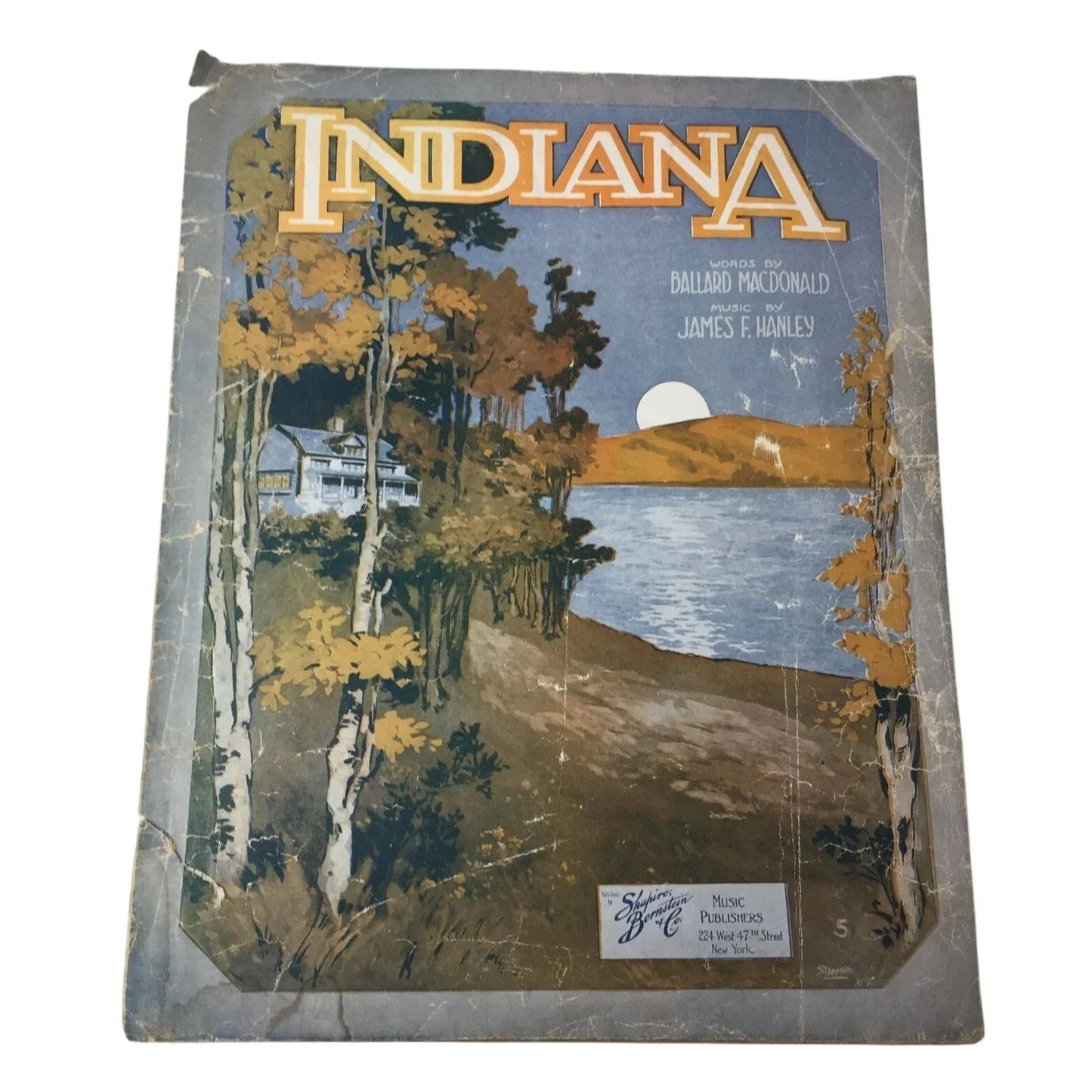 ''INDIANA'' VINTAGE SHEET MUSIC - A+ Stuff - SHEET MUSIC - A+ Stuff