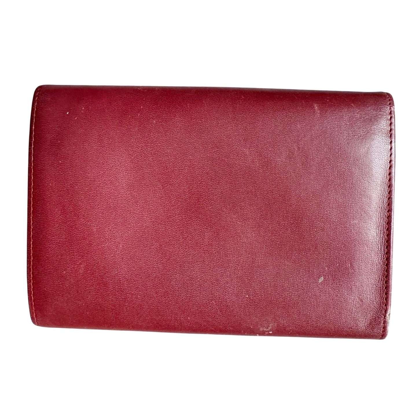 Cartier Burgundy Leather Bifold Wallet with Kisslock Coin Purse