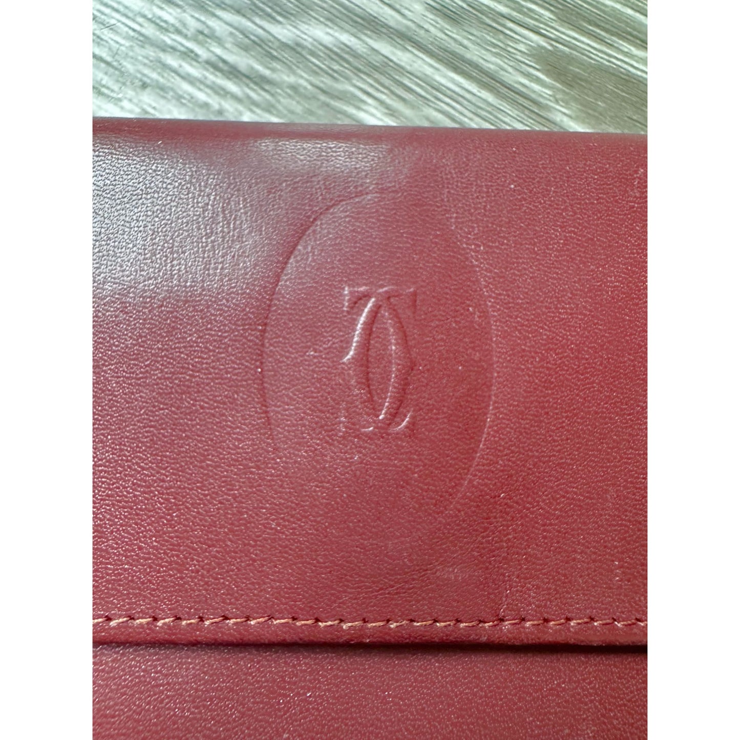 Cartier Burgundy Leather Bifold Wallet with Kisslock Coin Purse