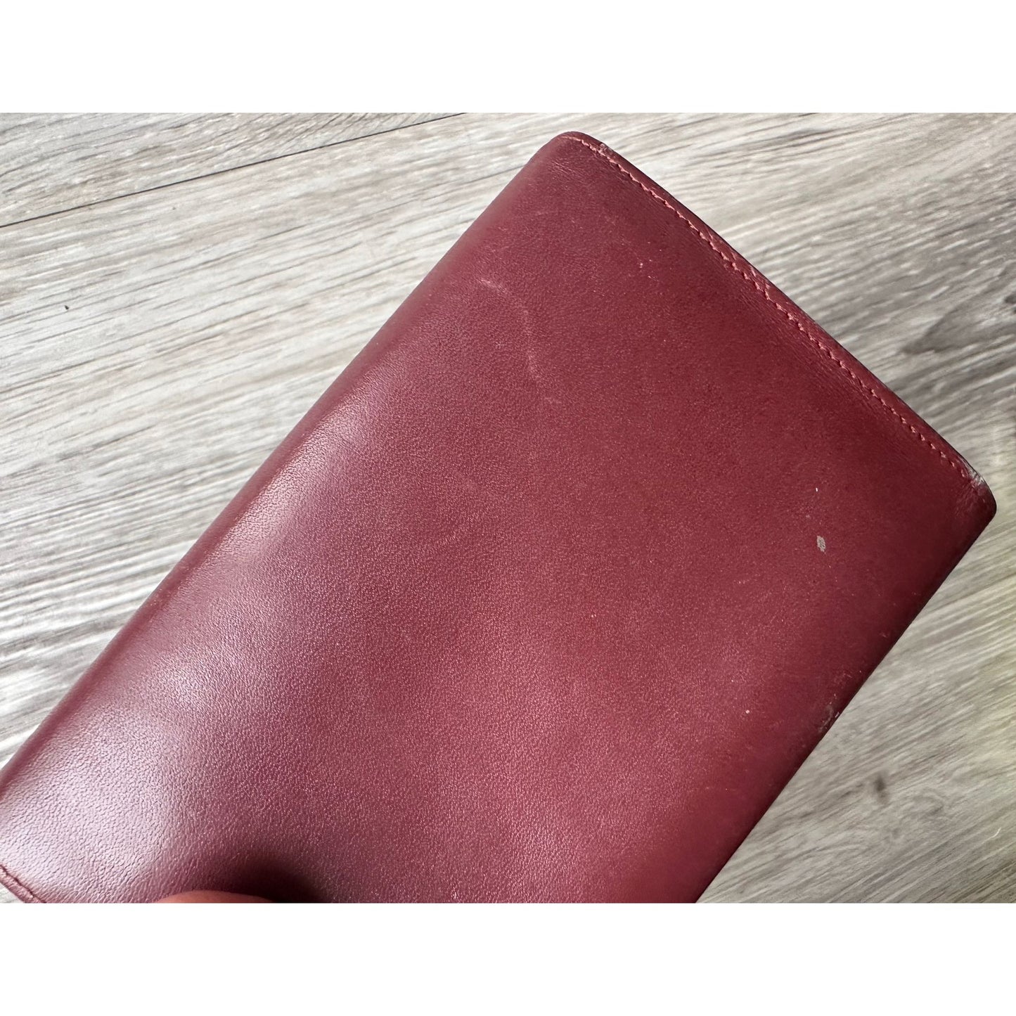 Cartier Burgundy Leather Bifold Wallet with Kisslock Coin Purse