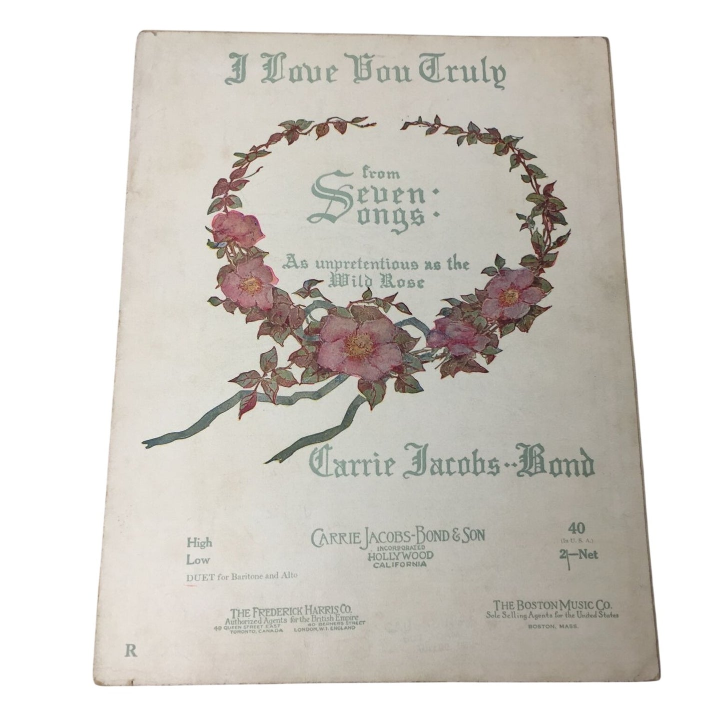 ''I Love You Truly'' From Seven Songs by Carrie Jacobs Bond