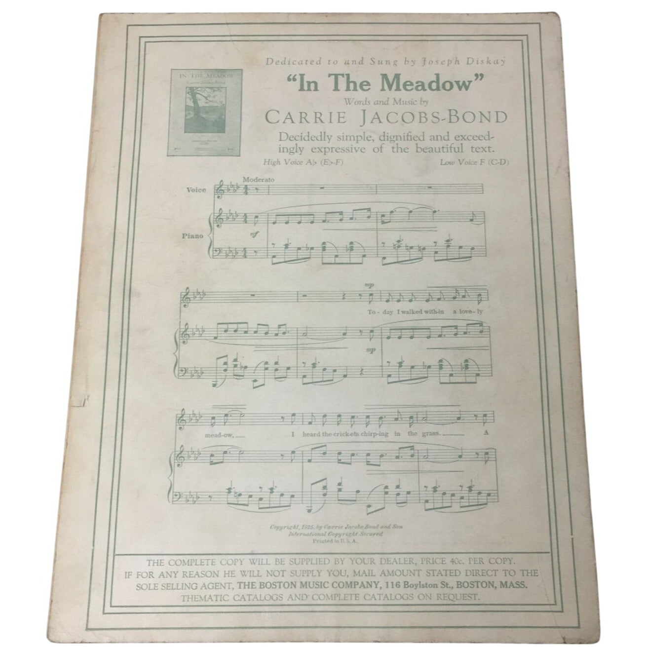 ''I Love You Truly'' From Seven Songs by Carrie Jacobs Bond