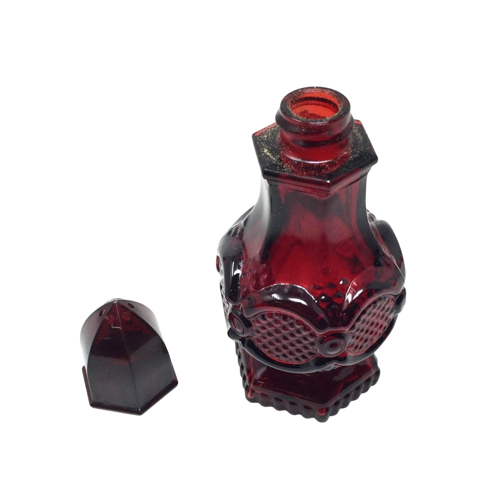 Vintage Avon 1876 Cape Cod Collection Ruby Red Glass Salt and Pepper Shaker Set Avon  A+ Stuff Salt & Pepper Shakers