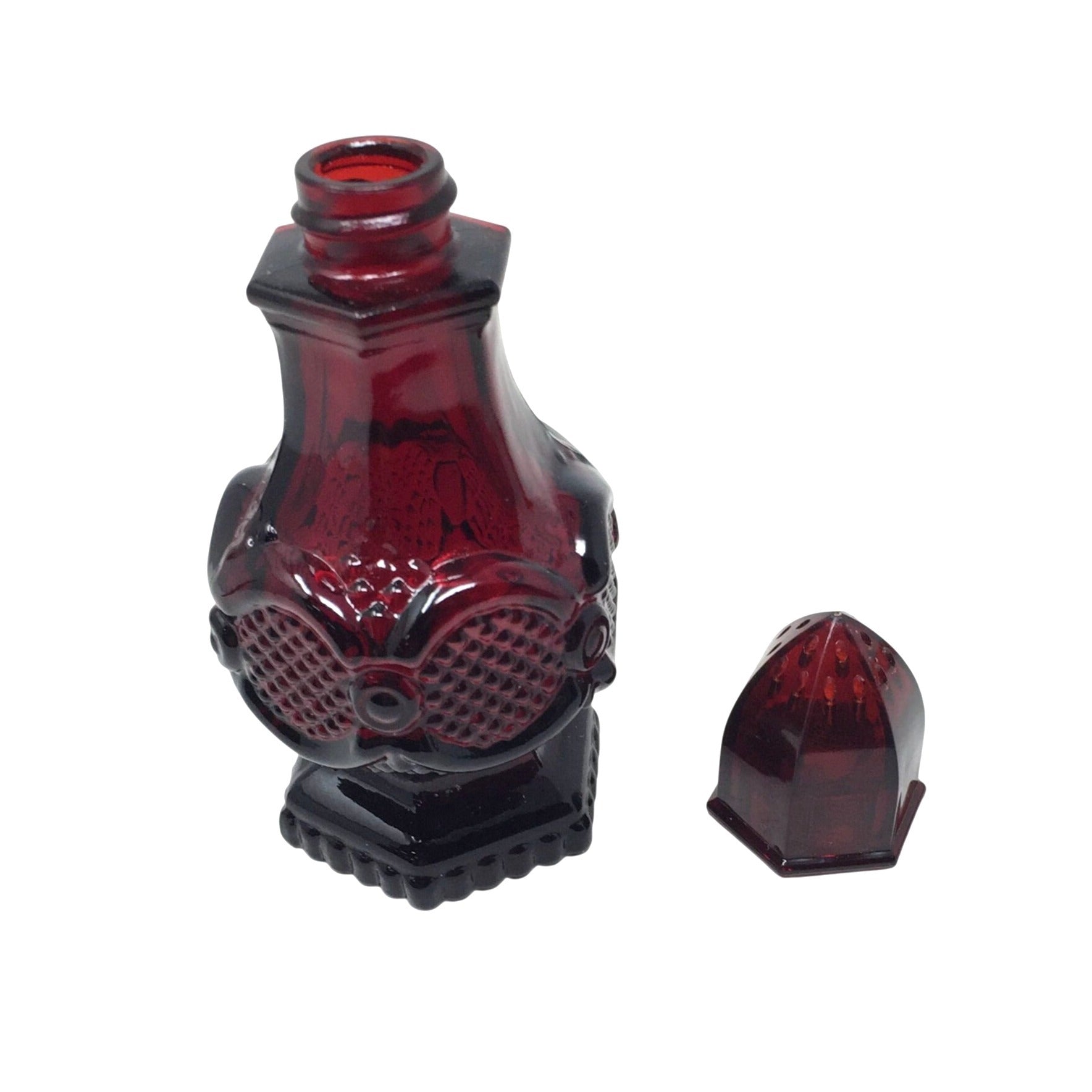 Vintage Avon 1876 Cape Cod Collection Ruby Red Glass Salt and Pepper Shaker Set Avon  A+ Stuff Salt & Pepper Shakers