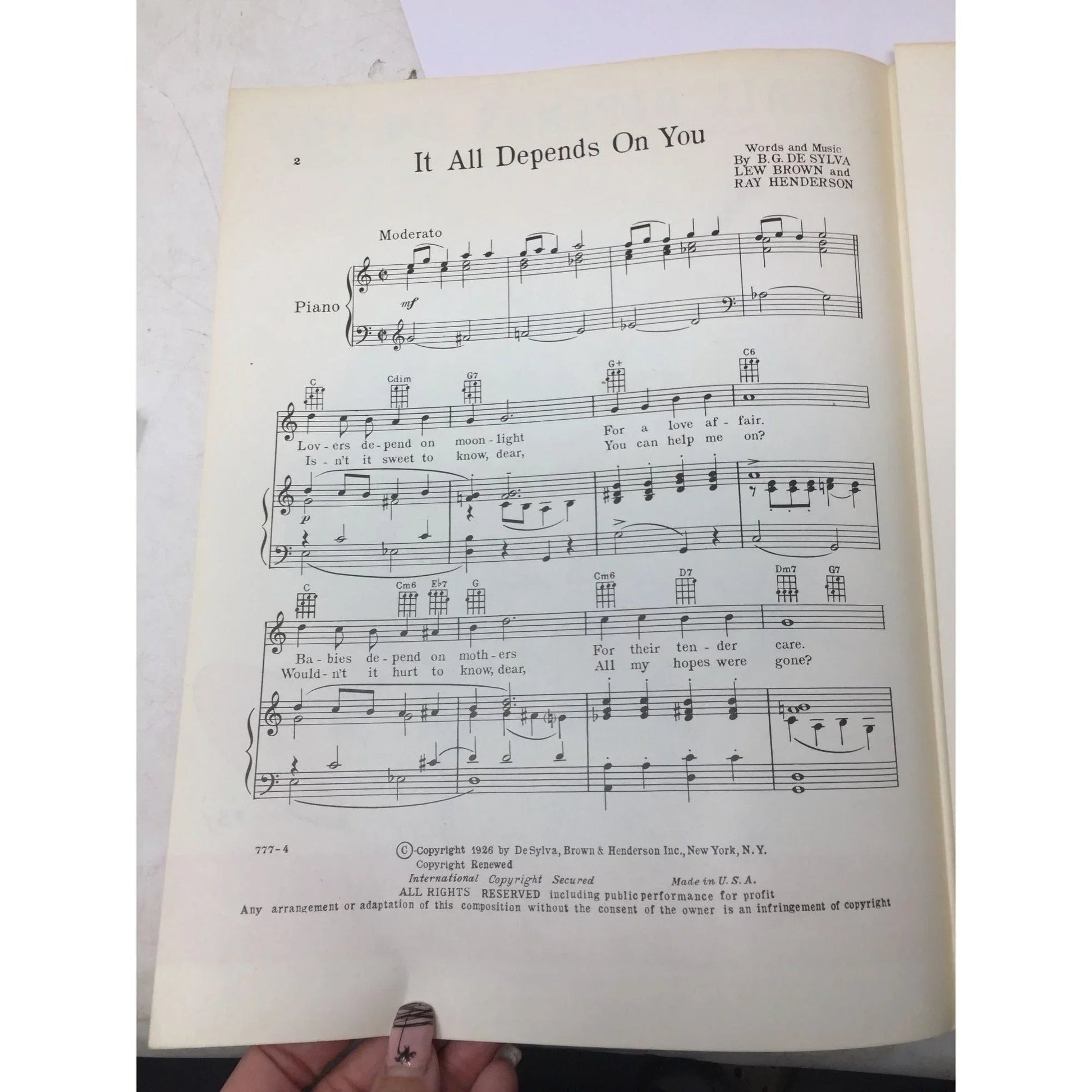 ''It All Depends On You - The Best Things In Life Are Free'' Sheet Music book - A+ Stuff - SHEET MUSIC - A+ Stuff