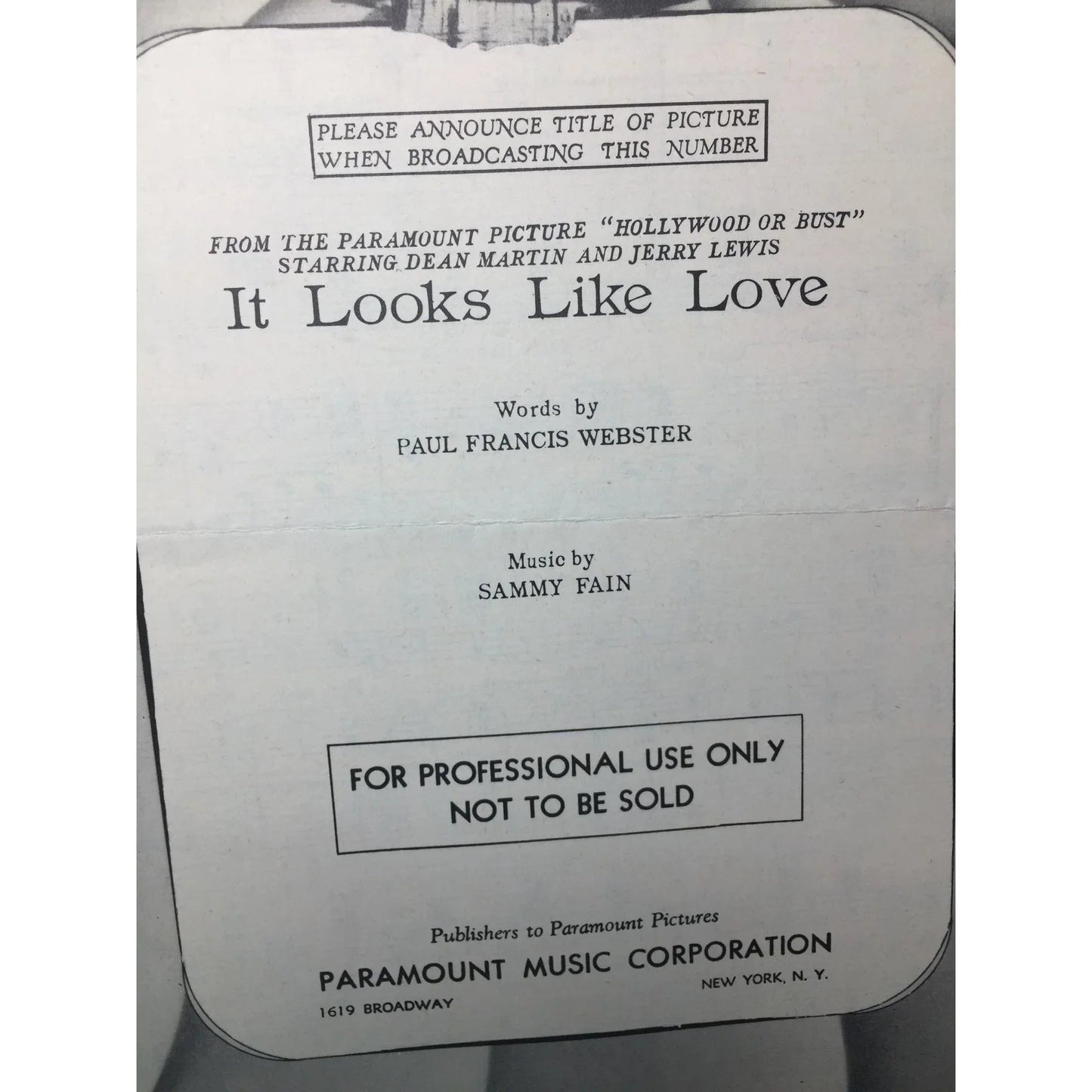 ''It looks like you love me'' by Paul Francis Webster/Sammy Fain - Vintage Sheet Music - A+ Stuff - SHEET MUSIC - A+ Stuff
