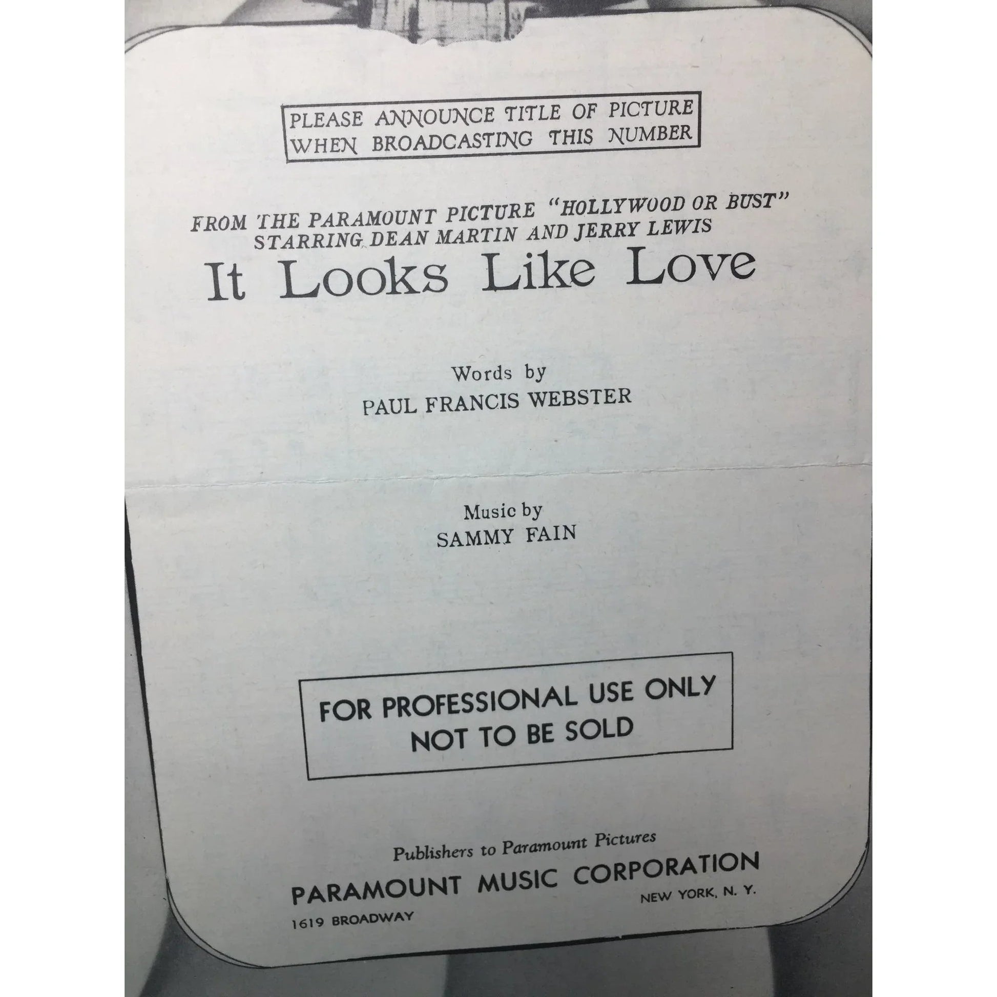 ''It looks like you love me'' by Paul Francis Webster/Sammy Fain - Vintage Sheet Music - A+ Stuff - SHEET MUSIC - A+ Stuff