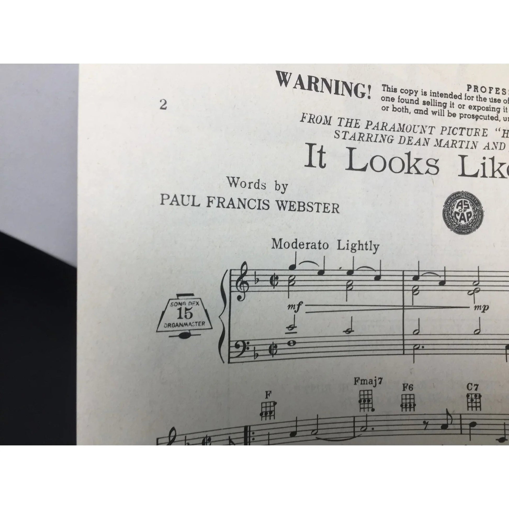 ''It looks like you love me'' by Paul Francis Webster/Sammy Fain - Vintage Sheet Music - A+ Stuff - SHEET MUSIC - A+ Stuff