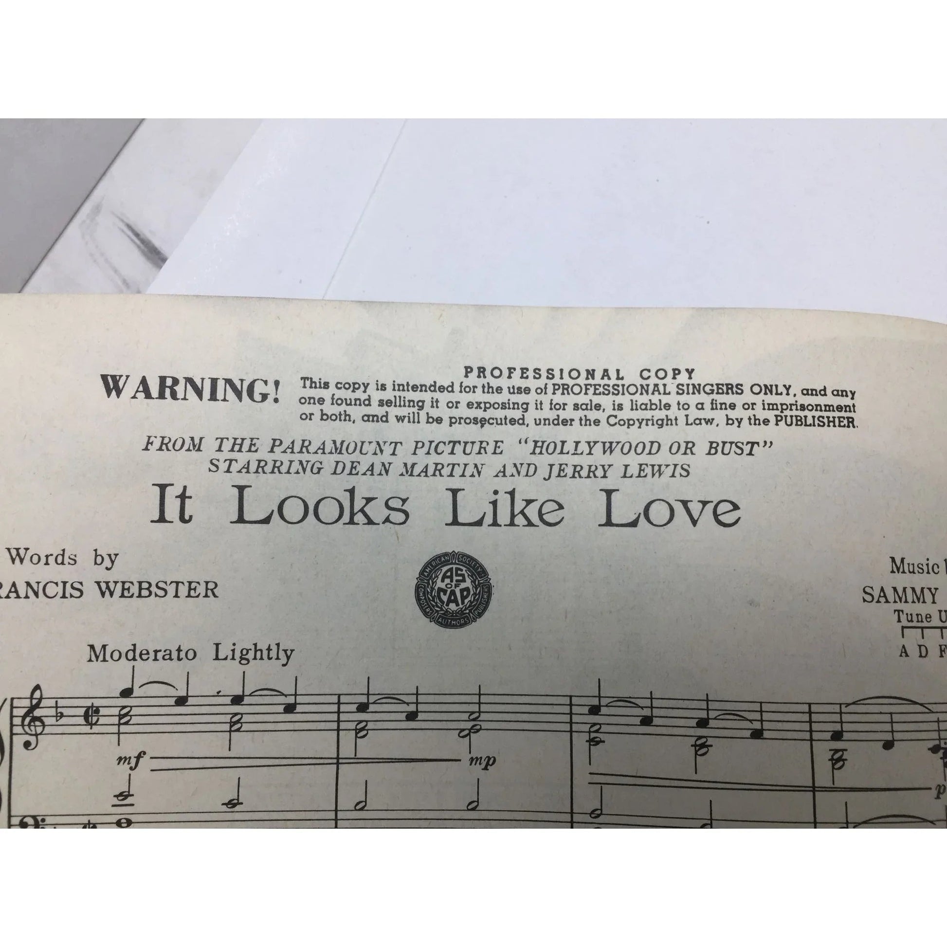 ''It looks like you love me'' by Paul Francis Webster/Sammy Fain - Vintage Sheet Music - A+ Stuff - SHEET MUSIC - A+ Stuff