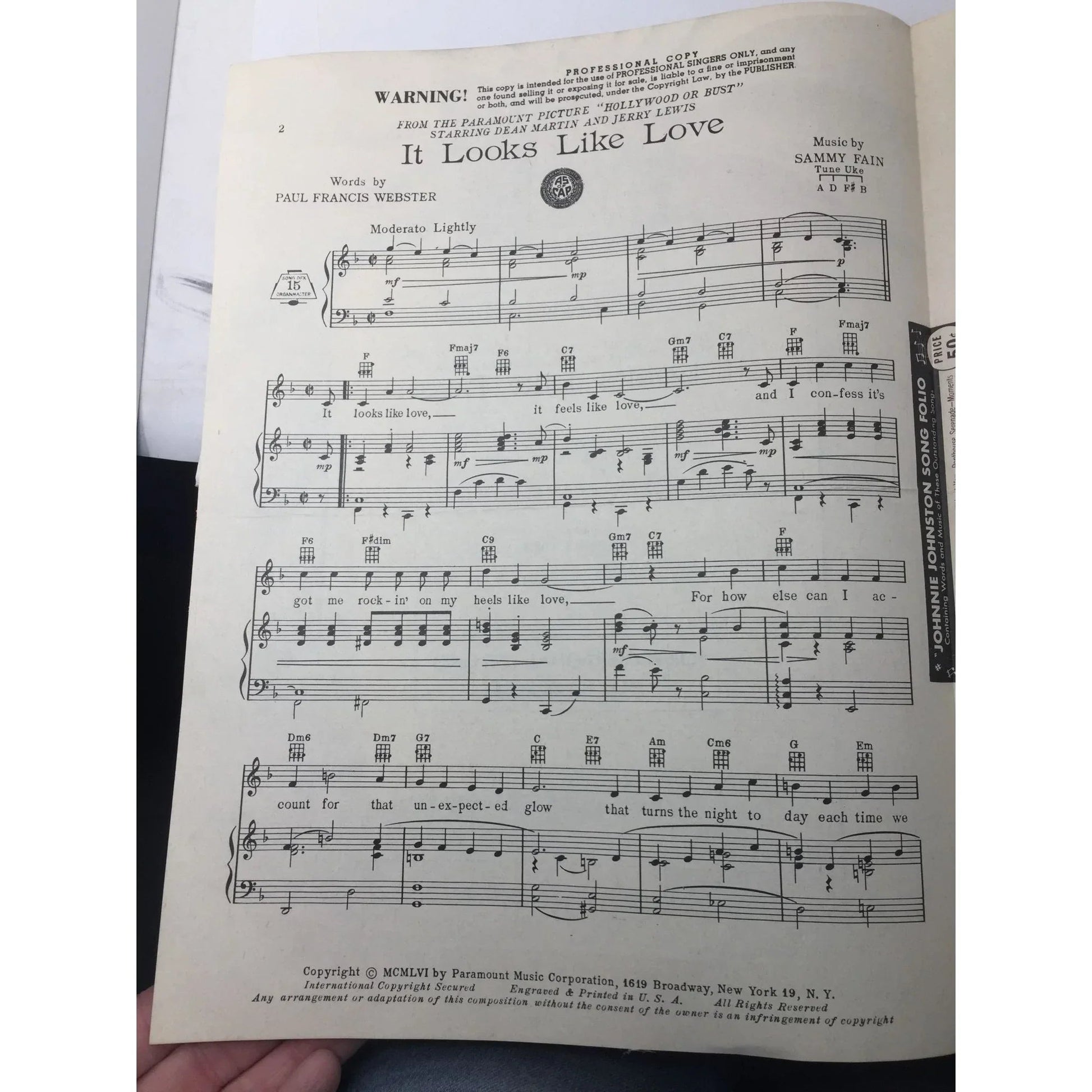 ''It looks like you love me'' by Paul Francis Webster/Sammy Fain - Vintage Sheet Music - A+ Stuff - SHEET MUSIC - A+ Stuff