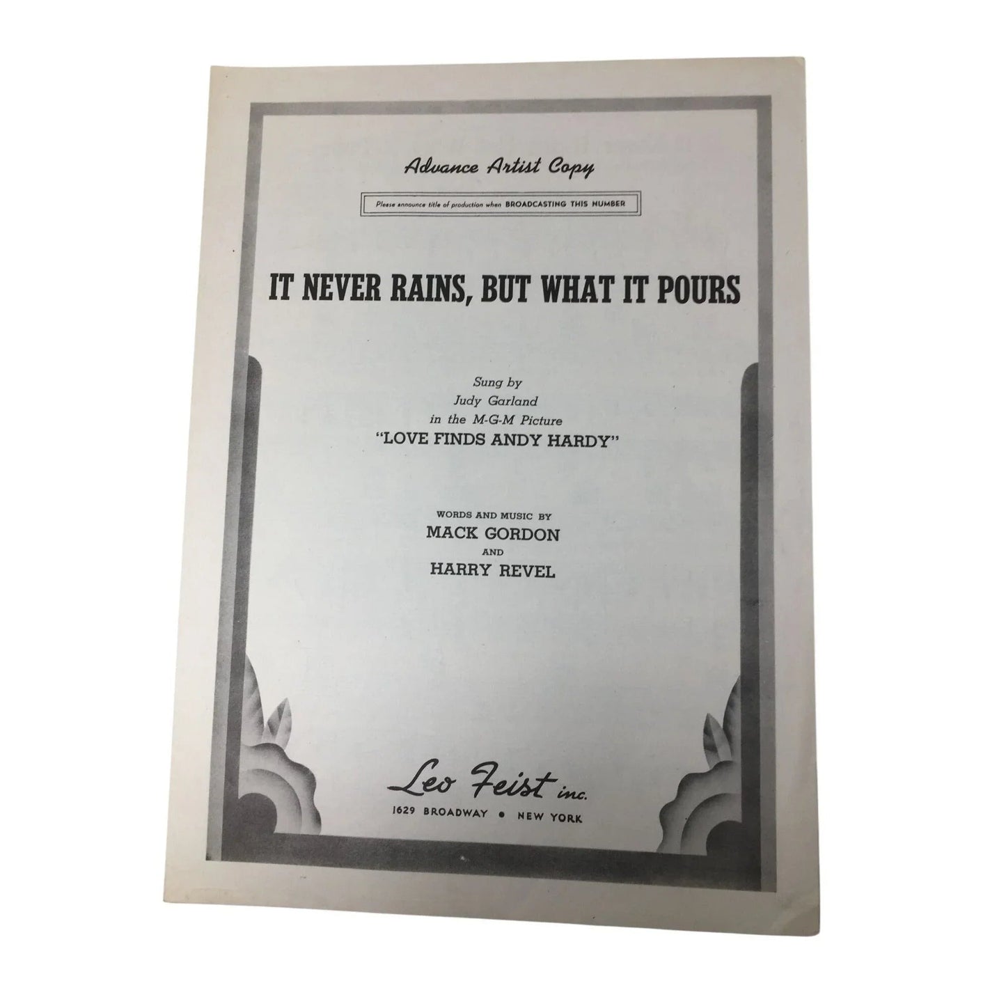 ''It Never Rains, But What it Pours'' Vintage 1938 Sheet Music Book - A+ Stuff - SHEET MUSIC - A+ Stuff