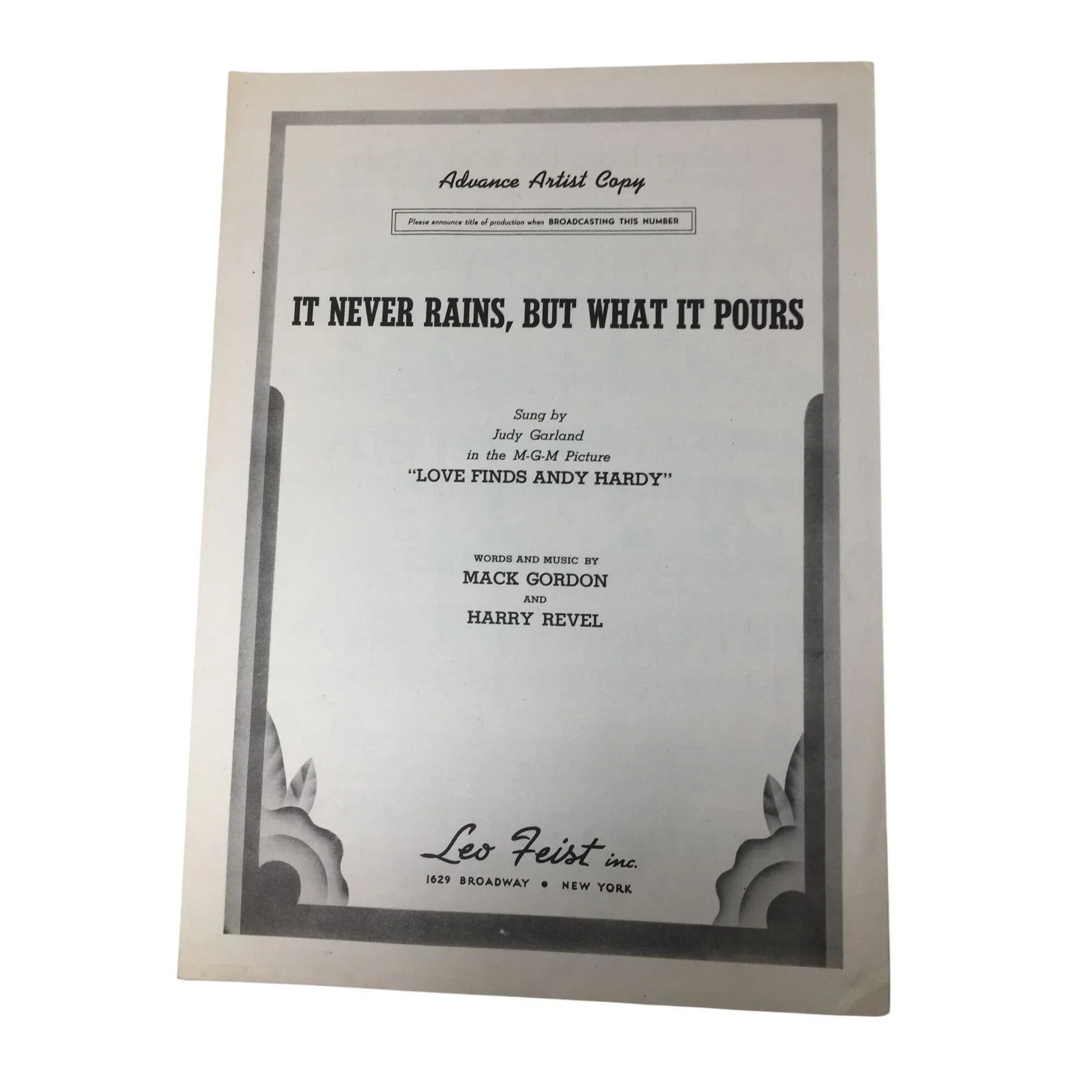''It Never Rains, But What it Pours'' Vintage 1938 Sheet Music Book - A+ Stuff - SHEET MUSIC - A+ Stuff