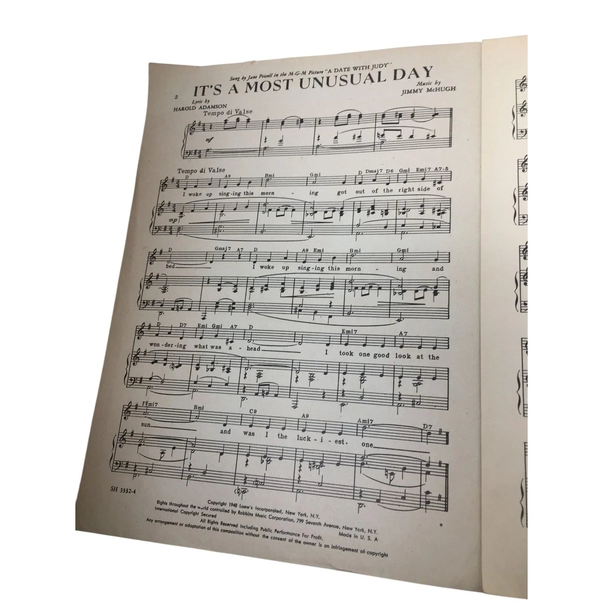 ''It's a Most Unusual Day'' Sheet Music Book - A+ Stuff - SHEET MUSIC - A+ Stuff