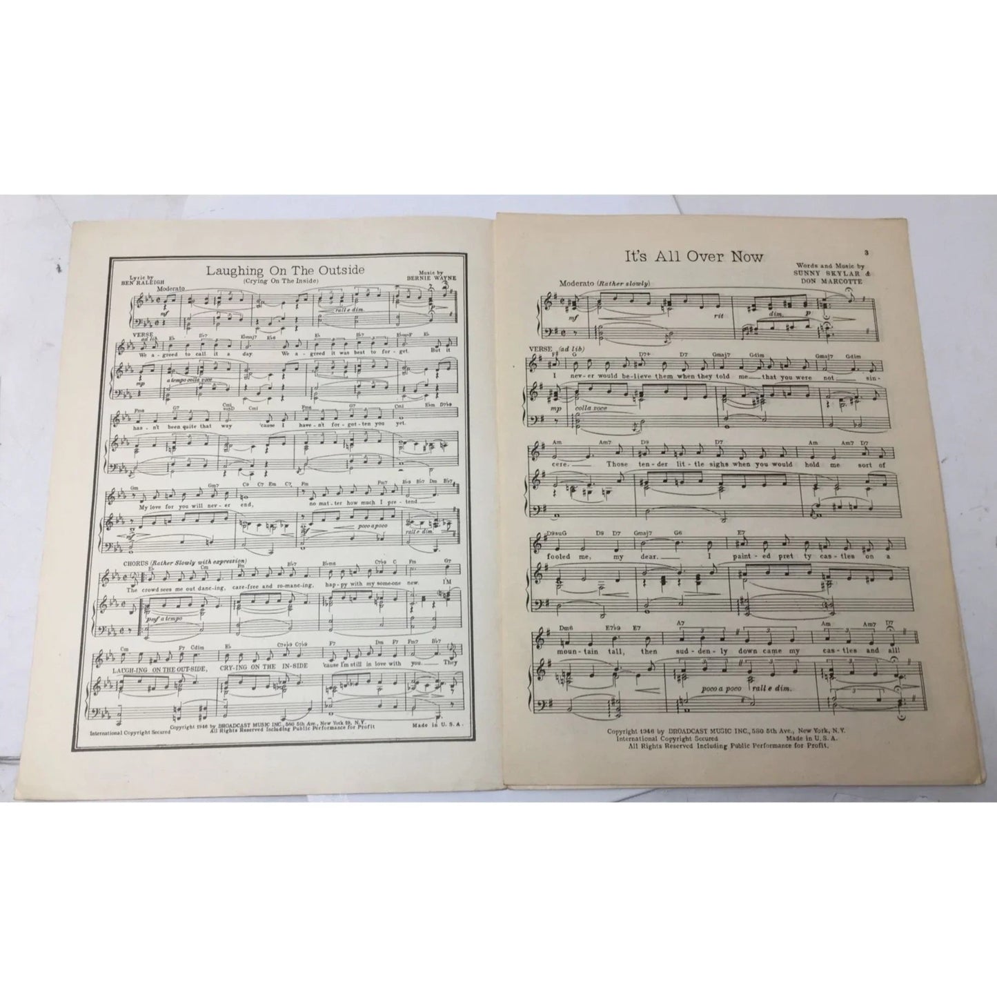 ''It's All Over Now'' by Sunny Skylar and Don Marcotte Vintage 1946 Sheet Music - A+ Stuff - sheet music - A+ Stuff
