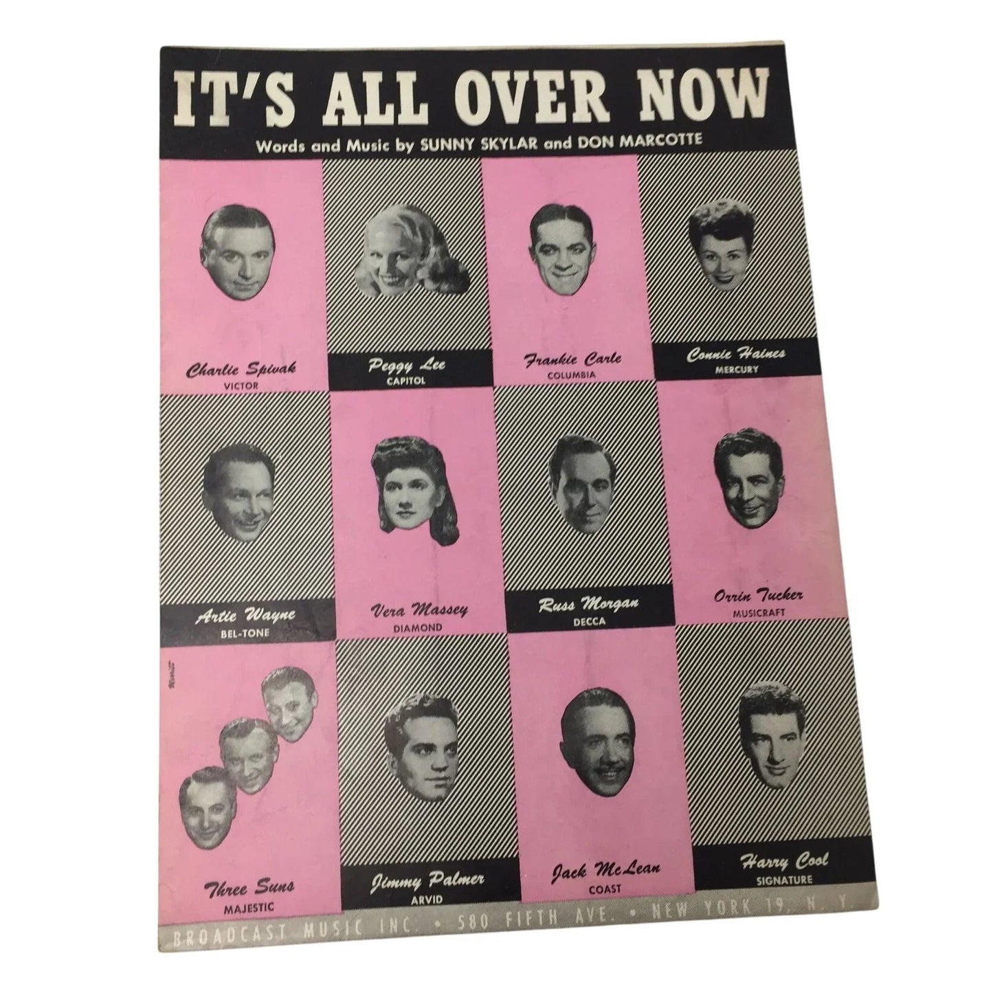 ''It's All Over Now'' by Sunny Skylar and Don Marcotte Vintage 1946 Sheet Music - A+ Stuff - sheet music - A+ Stuff
