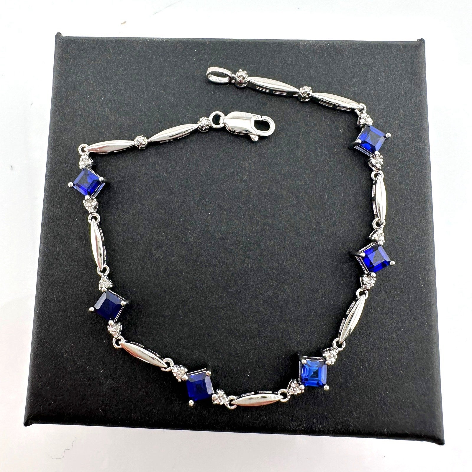 3.10 Carat Lab Created Sapphire Bracelet with Diamond Accent Unbranded  A+ Stuff Bracelet