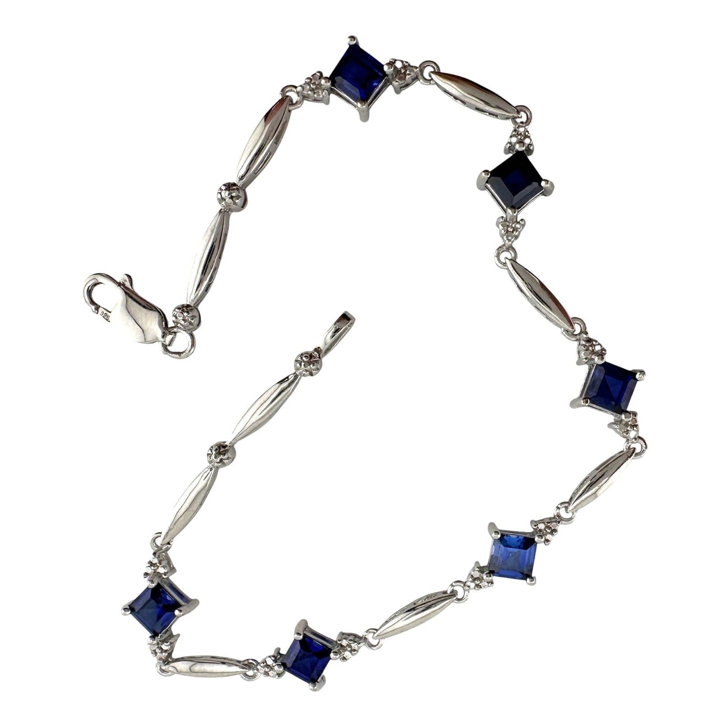 3.10 Carat Lab Created Sapphire Bracelet with Diamond Accent Unbranded  A+ Stuff Bracelet