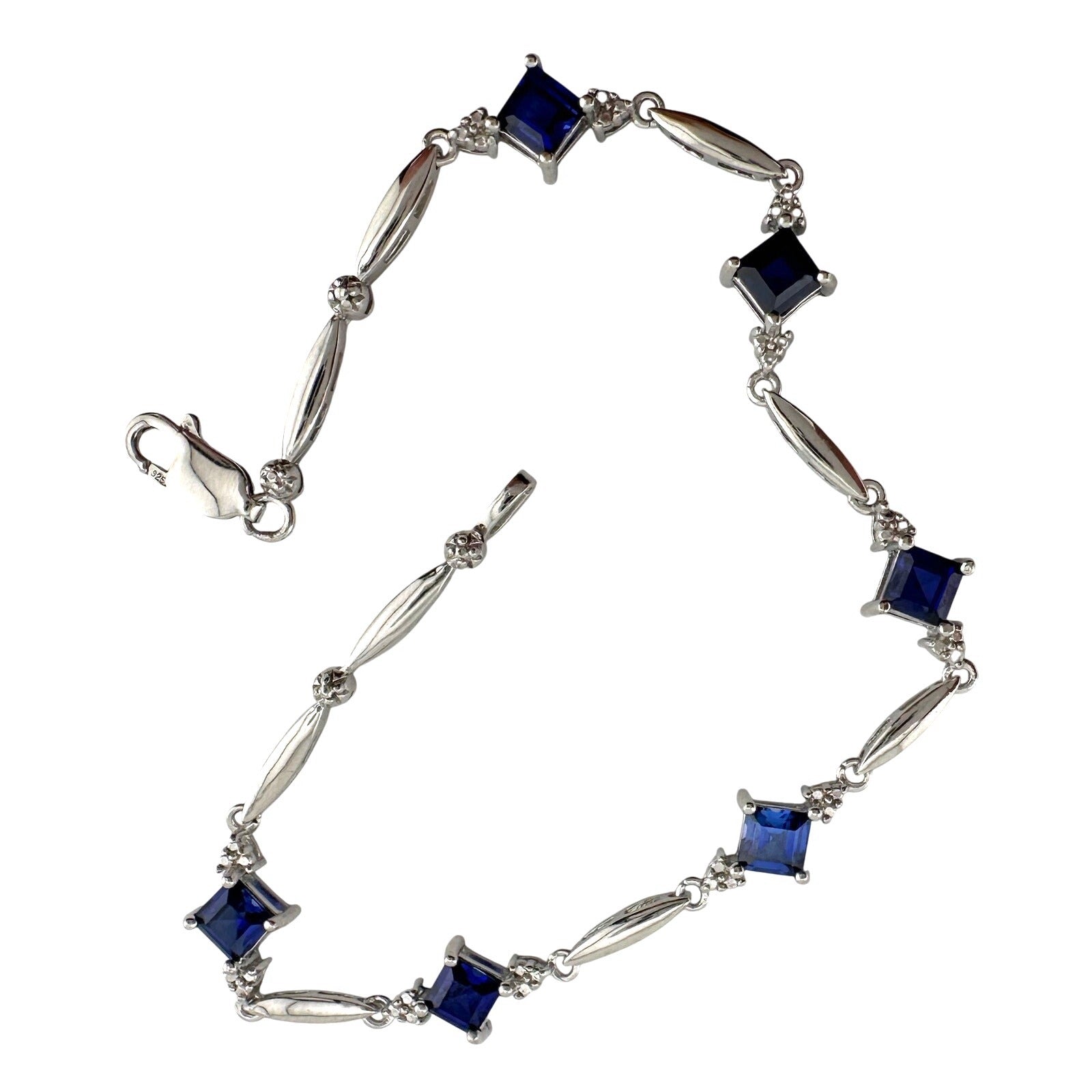 3.10 Carat Lab Created Sapphire Bracelet with Diamond Accent Unbranded  A+ Stuff Bracelet
