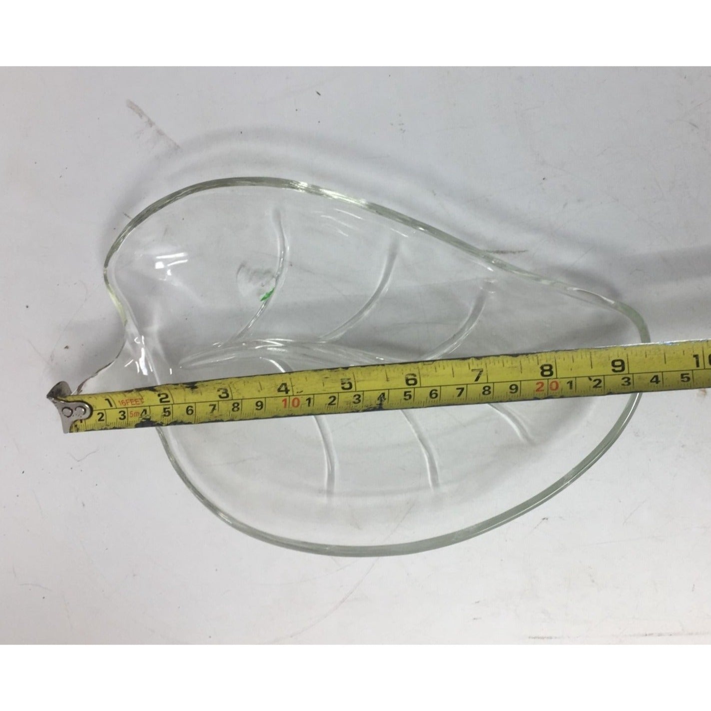 Vintage Leaf Shaped Cut Glass Serving Tray/Bowl - about 9.5'' by 5.5''