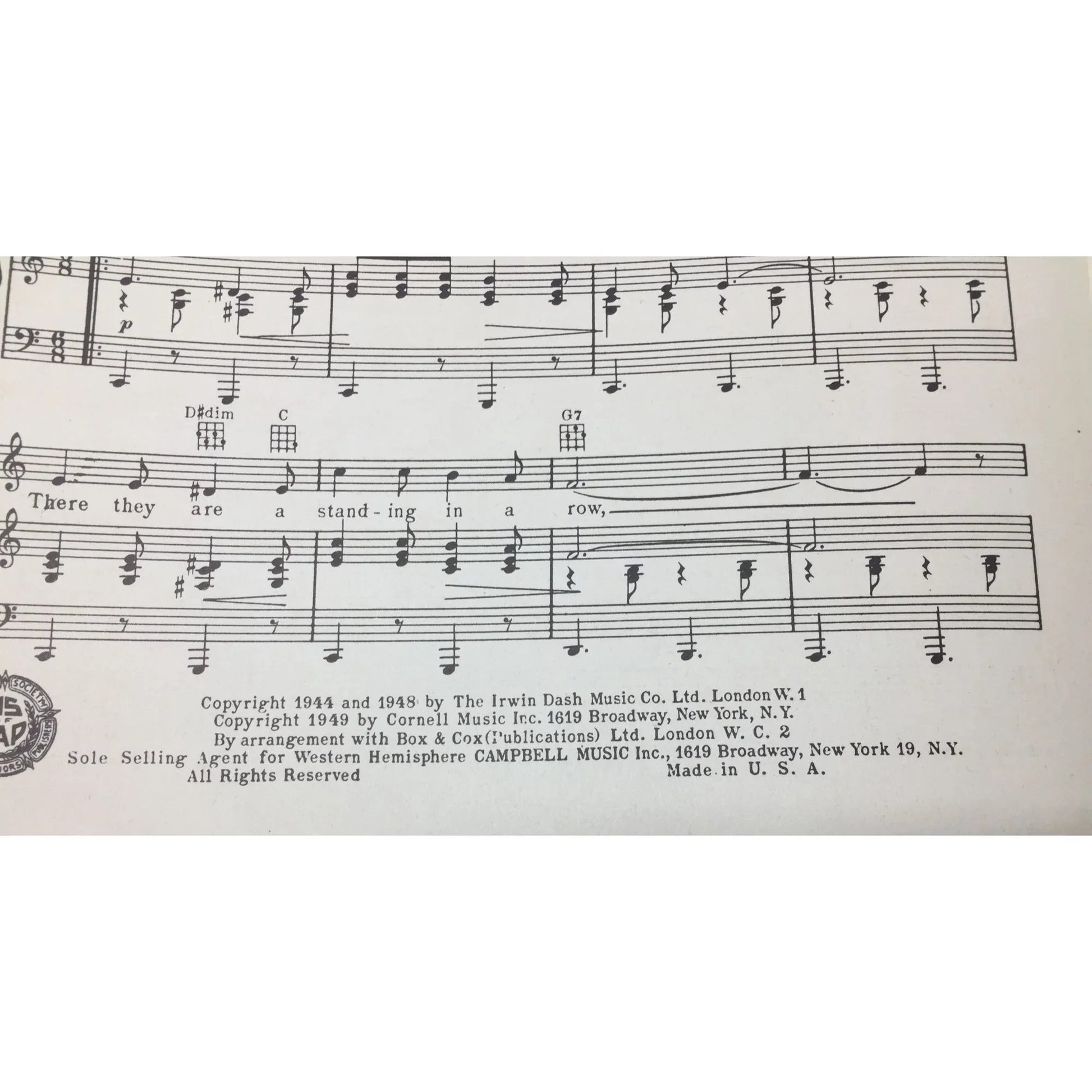 ''I've Got A Lovely Bunch Of Cocoanuts'' Vintage Sheet Music Book - A+ Stuff - SHEET MUSIC - A+ Stuff